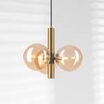 Natalia hanglamp, 3-lamps, glas, goud