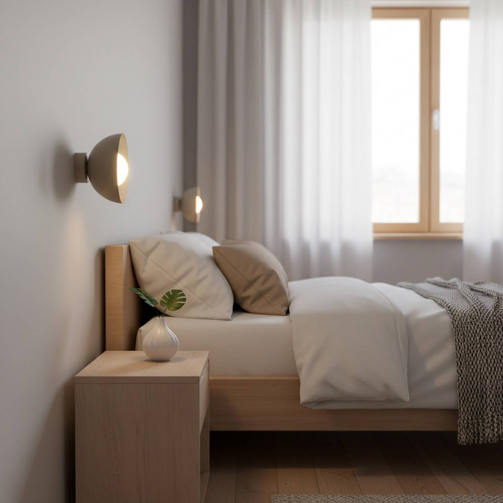 Wandleuchte Bibi K1, beige, Stahl/Glas, Ø 18 cm günstig online kaufen