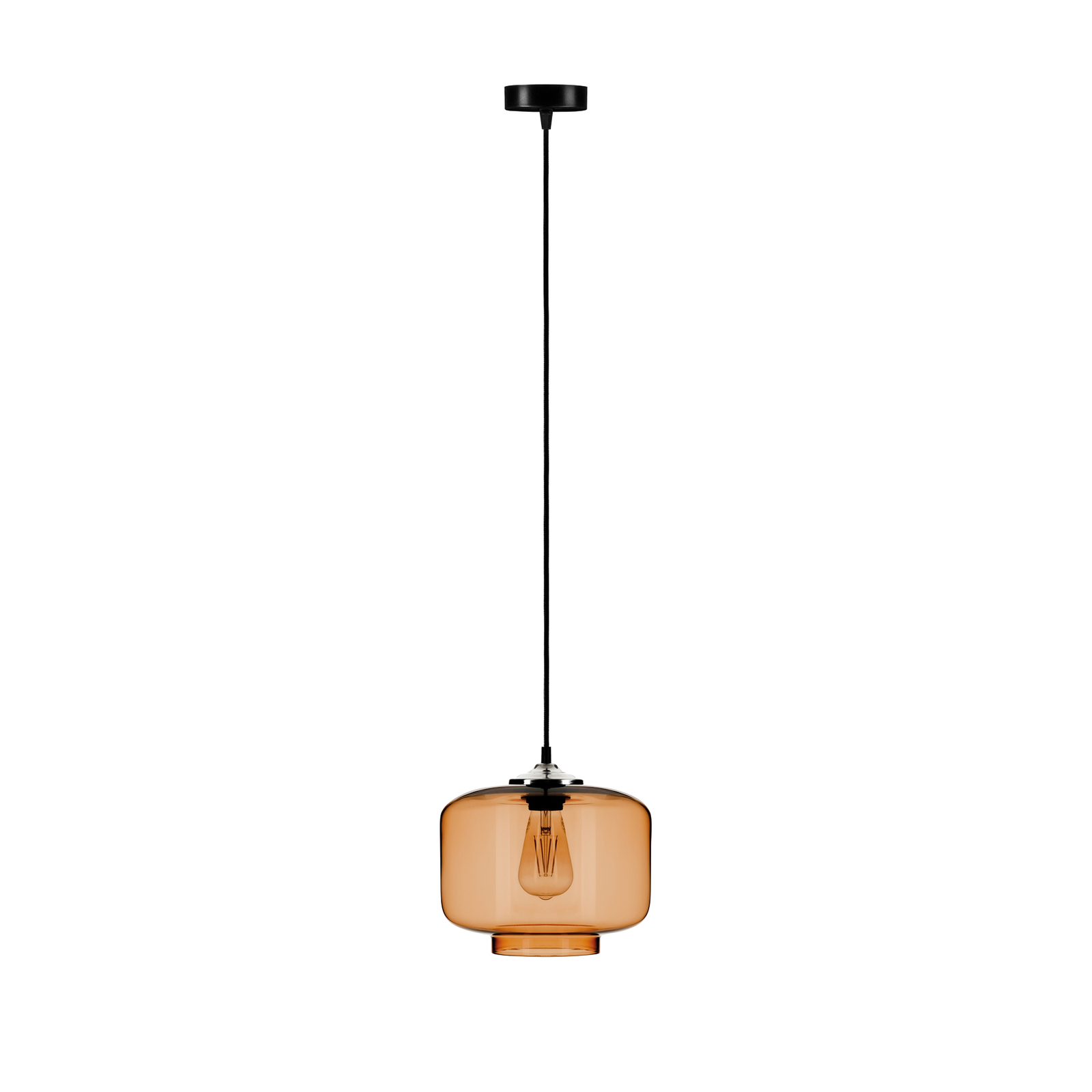 Controverse Oven Trekker Hanglamp Tube met glazen kap amber Ø 25cm | Lampen24.nl