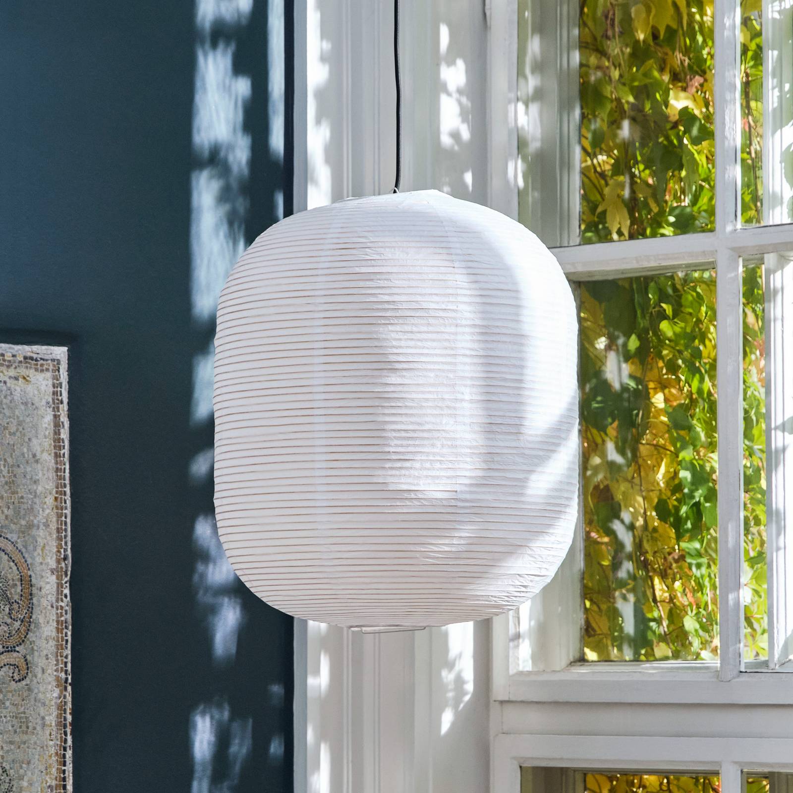 HAY lampskärm, avlång, vit, papper/bambu, Ø42 cm