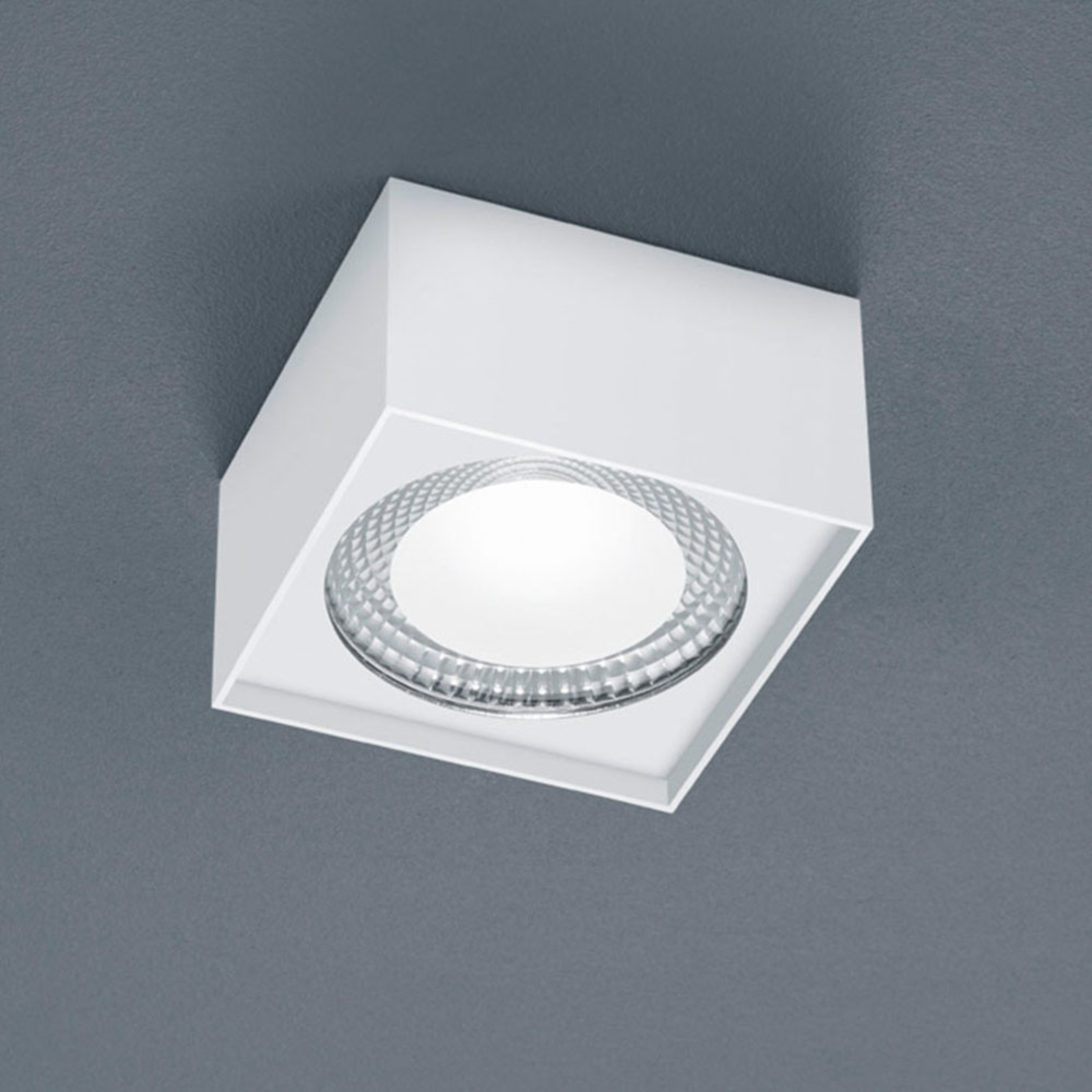 Helestra Kari LED ceiling light, angular, white, for Living / Dining Room, aluminium, 12 W, energy efficiency: A+, L: 12 cm, W: 12 cm, H: 7 cm