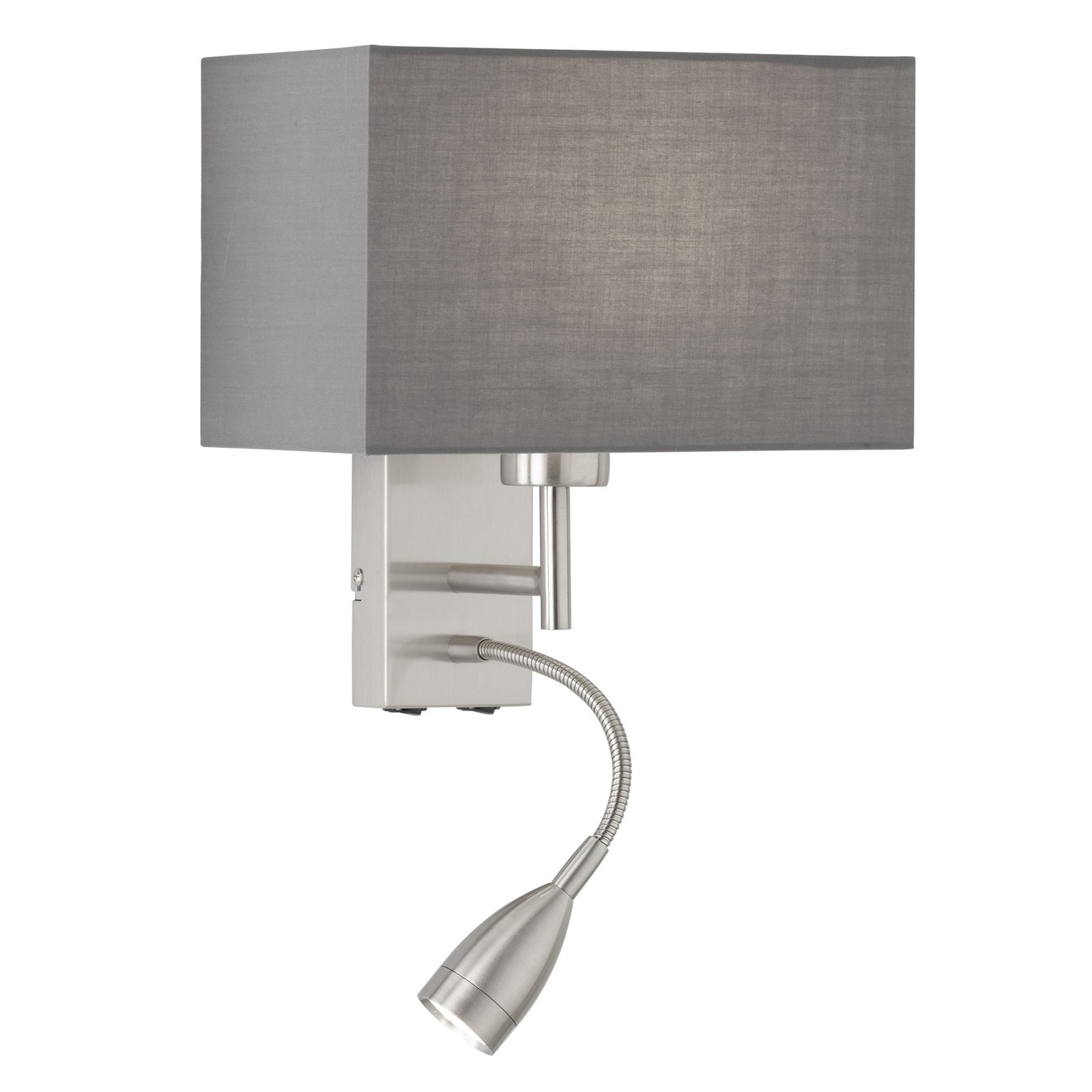 Dream væglampe med LED-læselampe, grå/nikkel