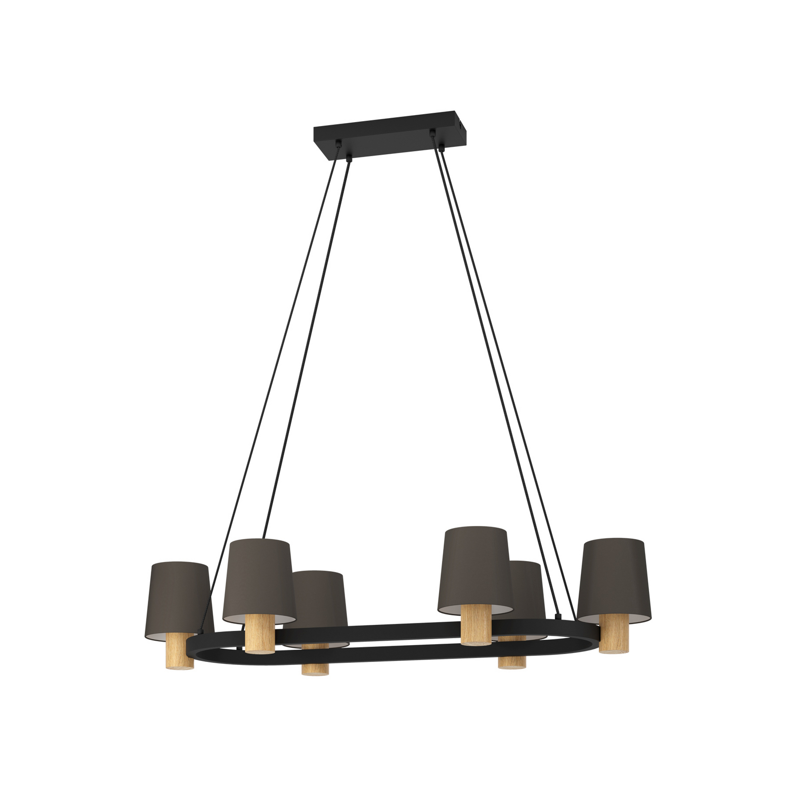 Lustre Edale, 6 abat-jour tissu cappuccino, ovale