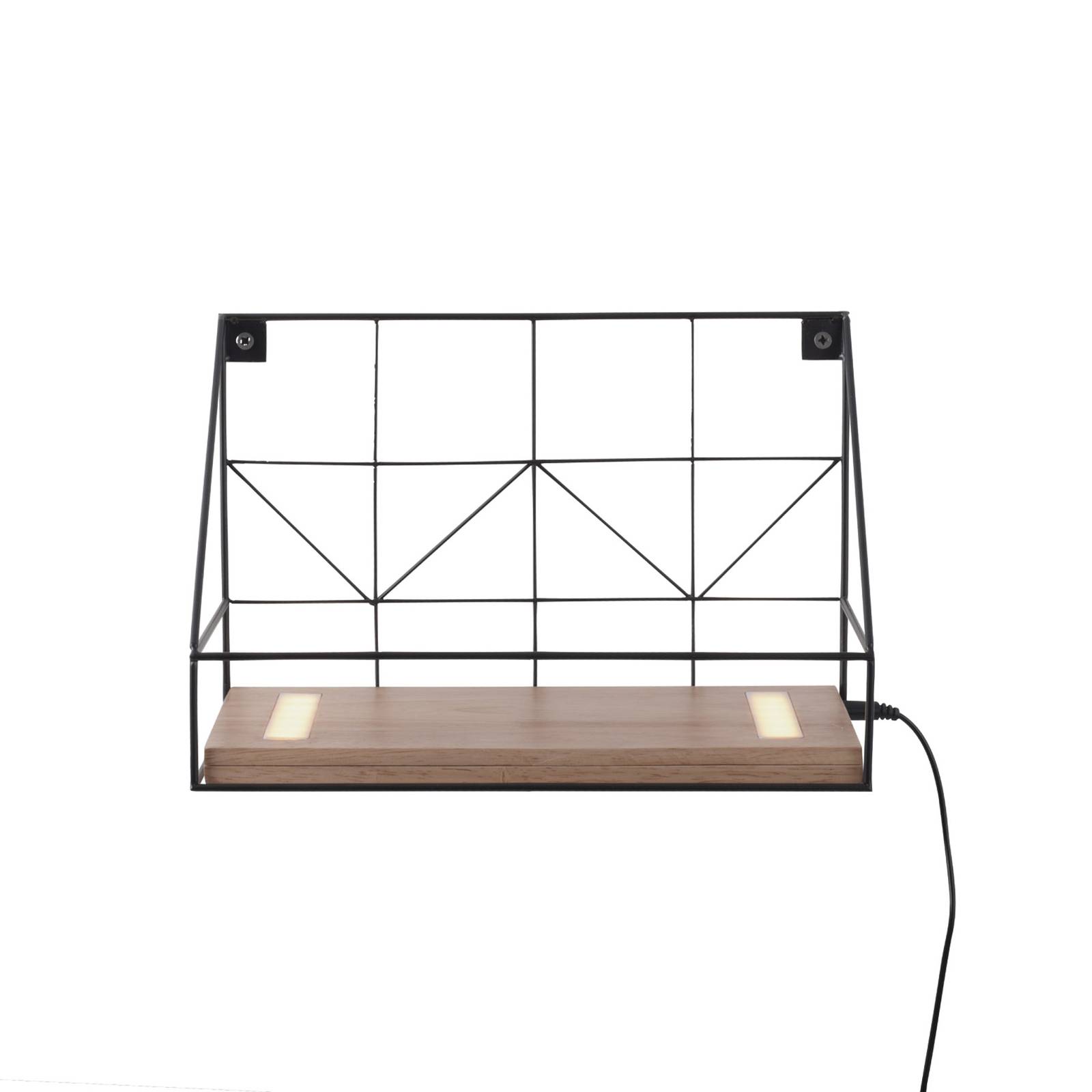 JUST LIGHT. Nástěnná světelná tabule LED s dřevěnou policí, 30x15cm