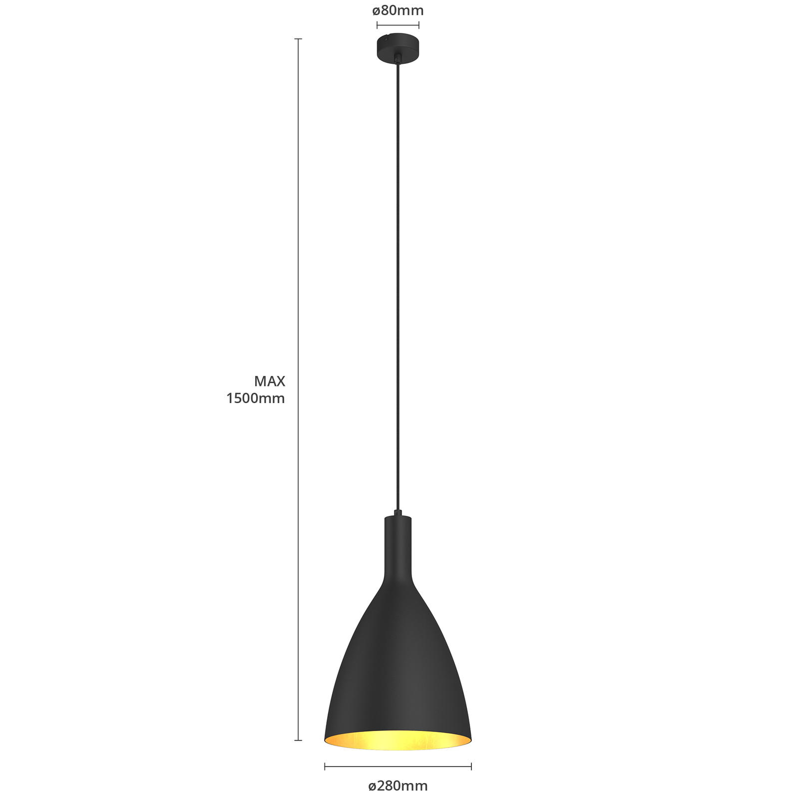 Arcchio Arthuria lámpara colgante, 1 luz, negro