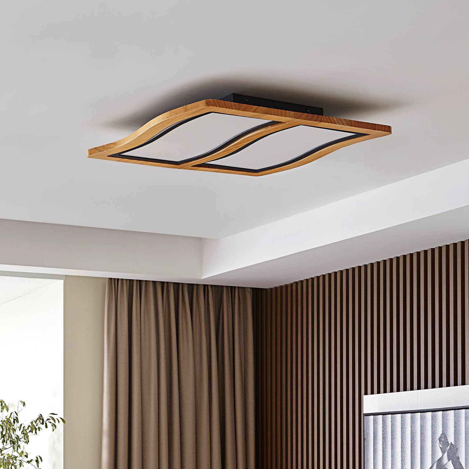 Lucande Joren LED-taklampa trä 2 lampor
