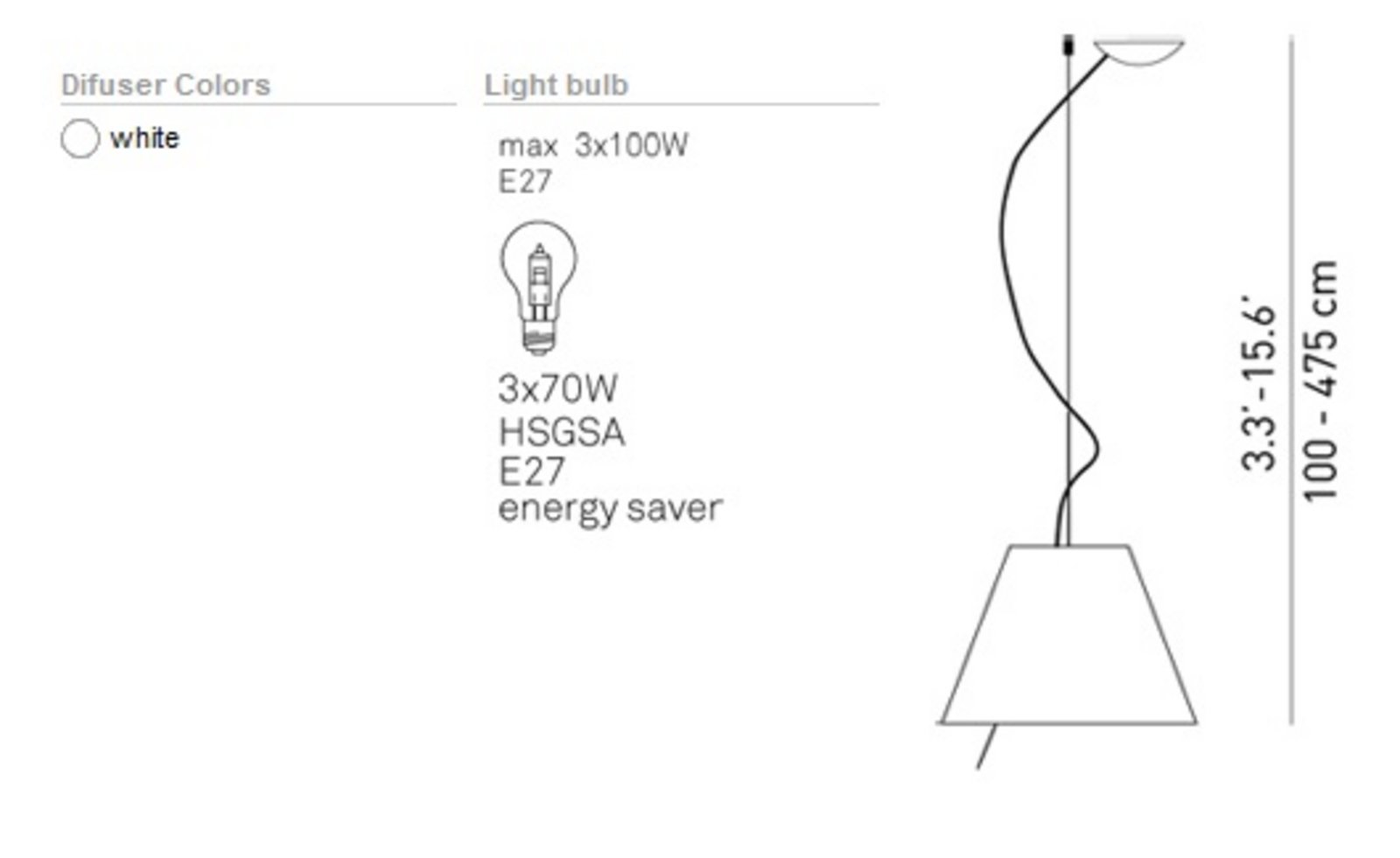 Grande Costanza Függőlámpa with Dimmer - Luceplan