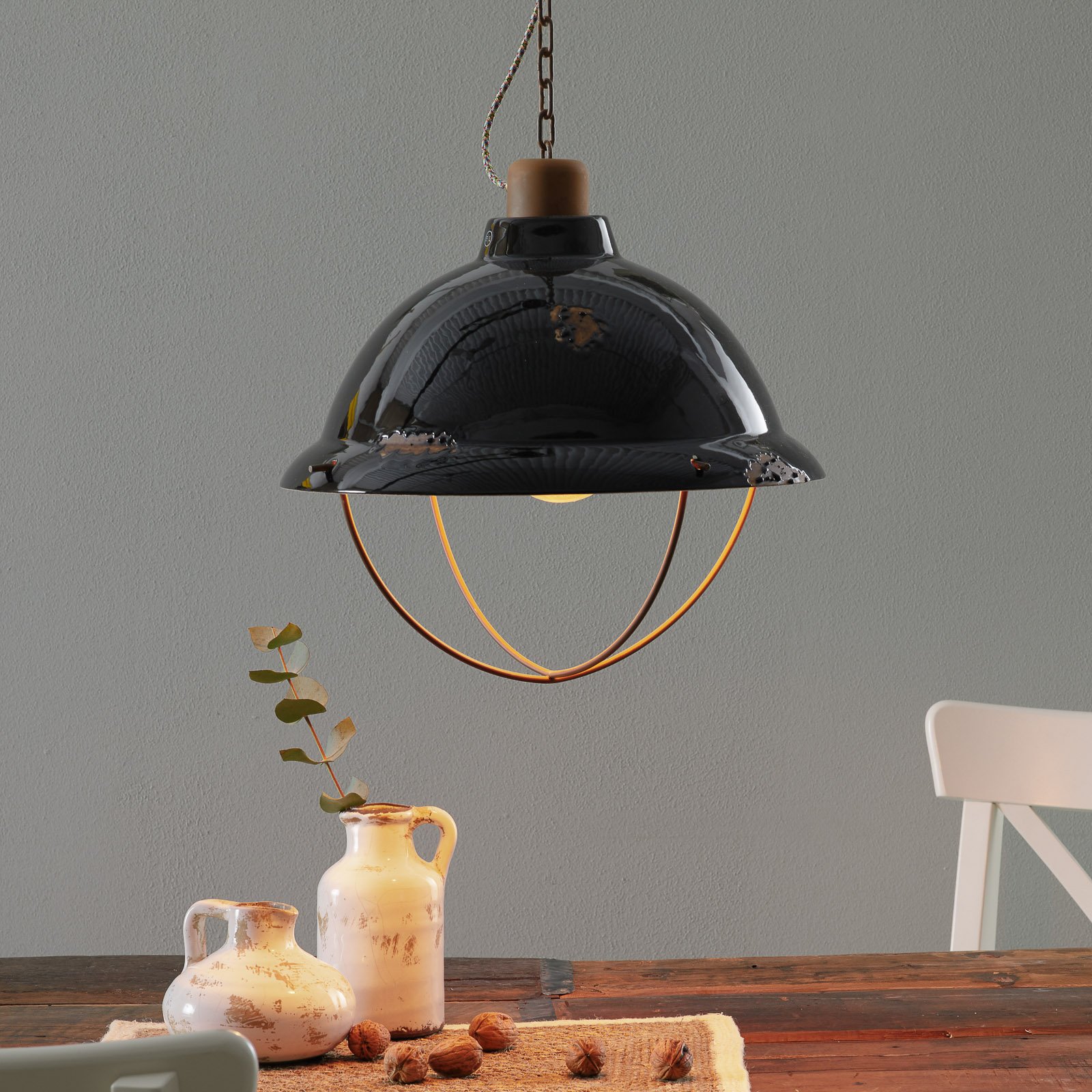 Hanglamp C1680 van keramiek, zwart
