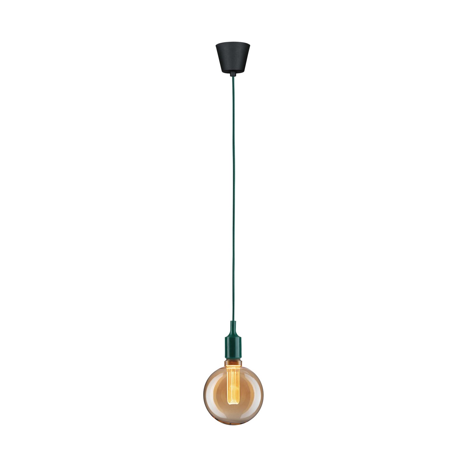 Paulmann 78428 Lampada A Sospensione Neordic Ketil Verde Chiaro/Nero - Soffitto Con Cavo Tessuto - Attacco E27 - Lampadina Esclusa