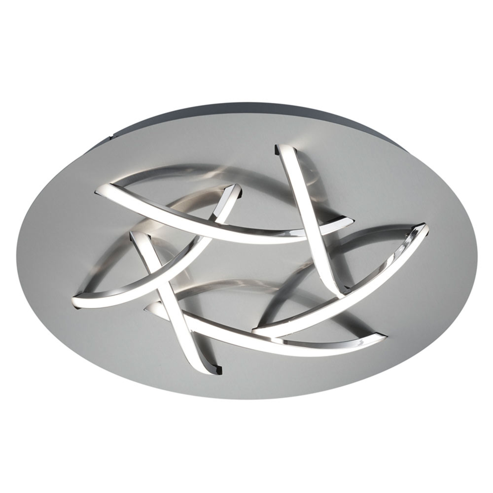 Trio Lighting Dolphin LED ceiling light, nickel, Ø 45 cm, for Living / Dining Room, metal, 3.6 W, energy efficiency: A+, H: 8.5 cm