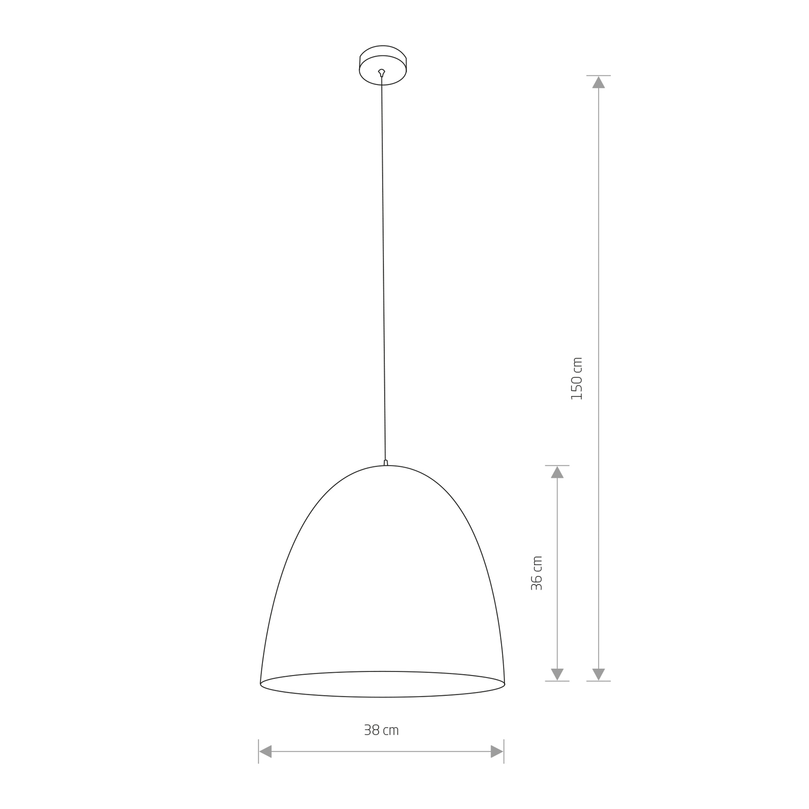 Lampă suspendată Egg M din metal, Ø 38 cm, negru