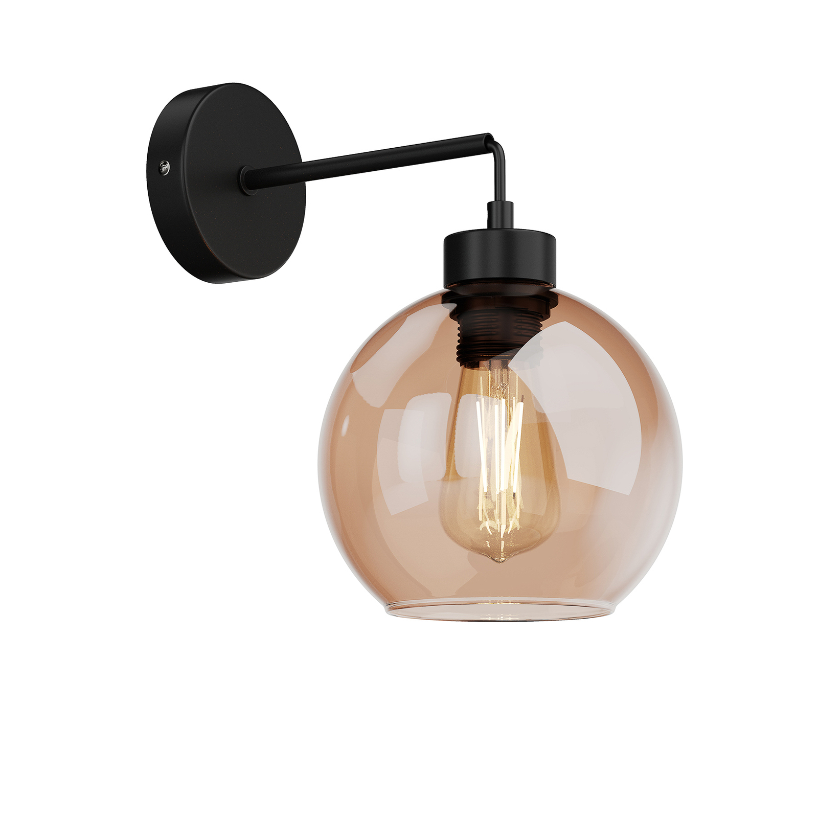 Cubus wall light made of glass, black/amber