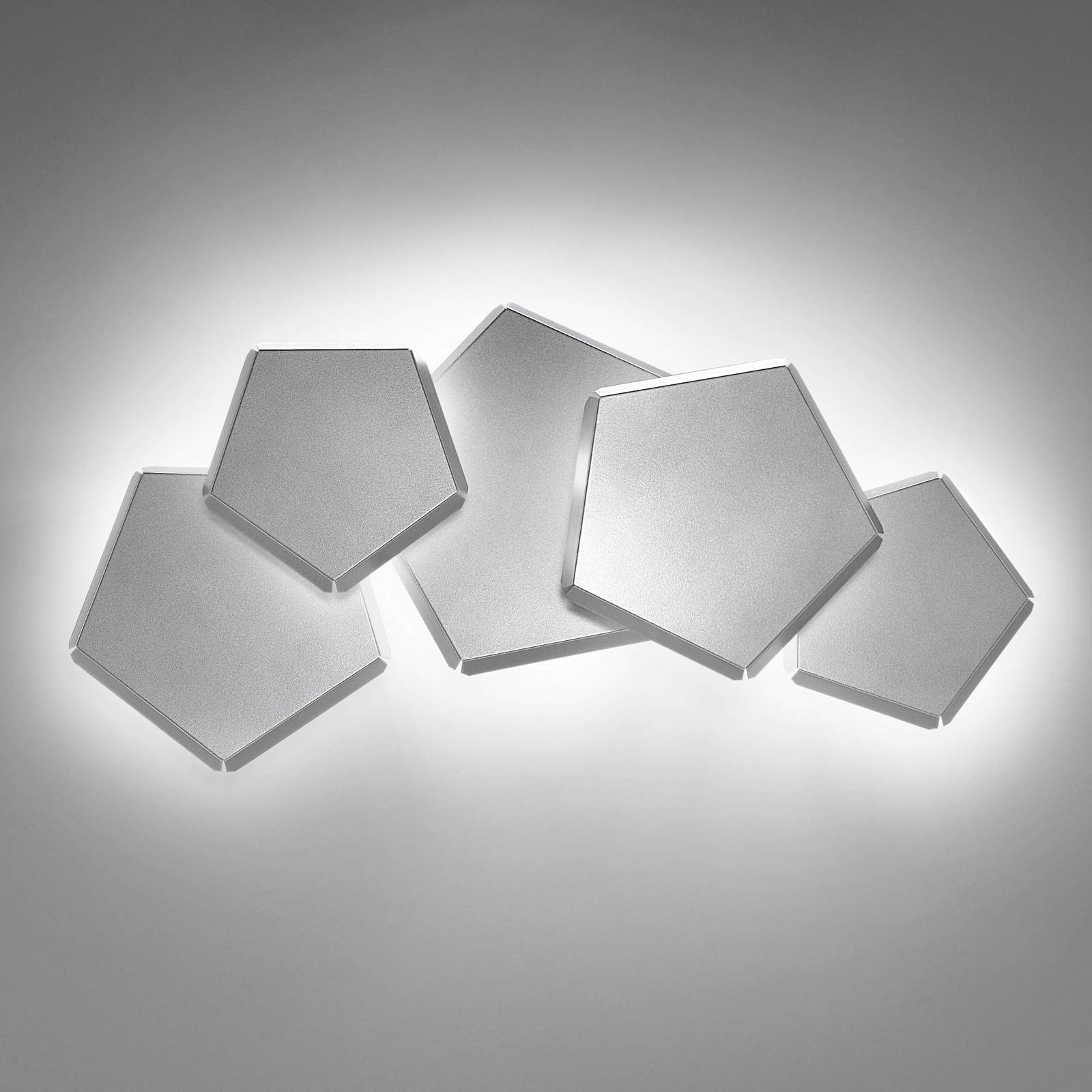 Pleiadi LED wall light in silver, 5-bulb