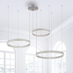 Żyrandol LED Lilluti, srebrna, żelazo, aluminium, 3 pierścienie