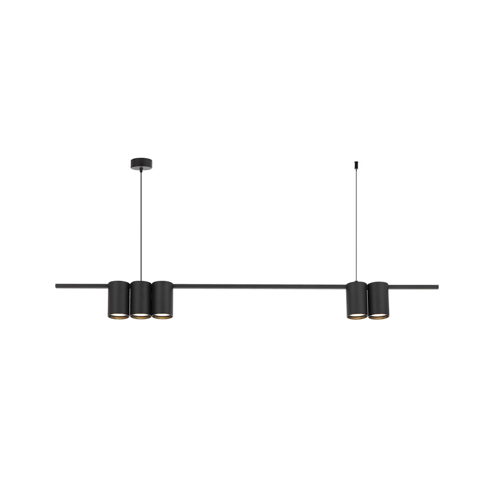 Genesis pendant light, aluminium, black, 5 x GU10, length 100 cm