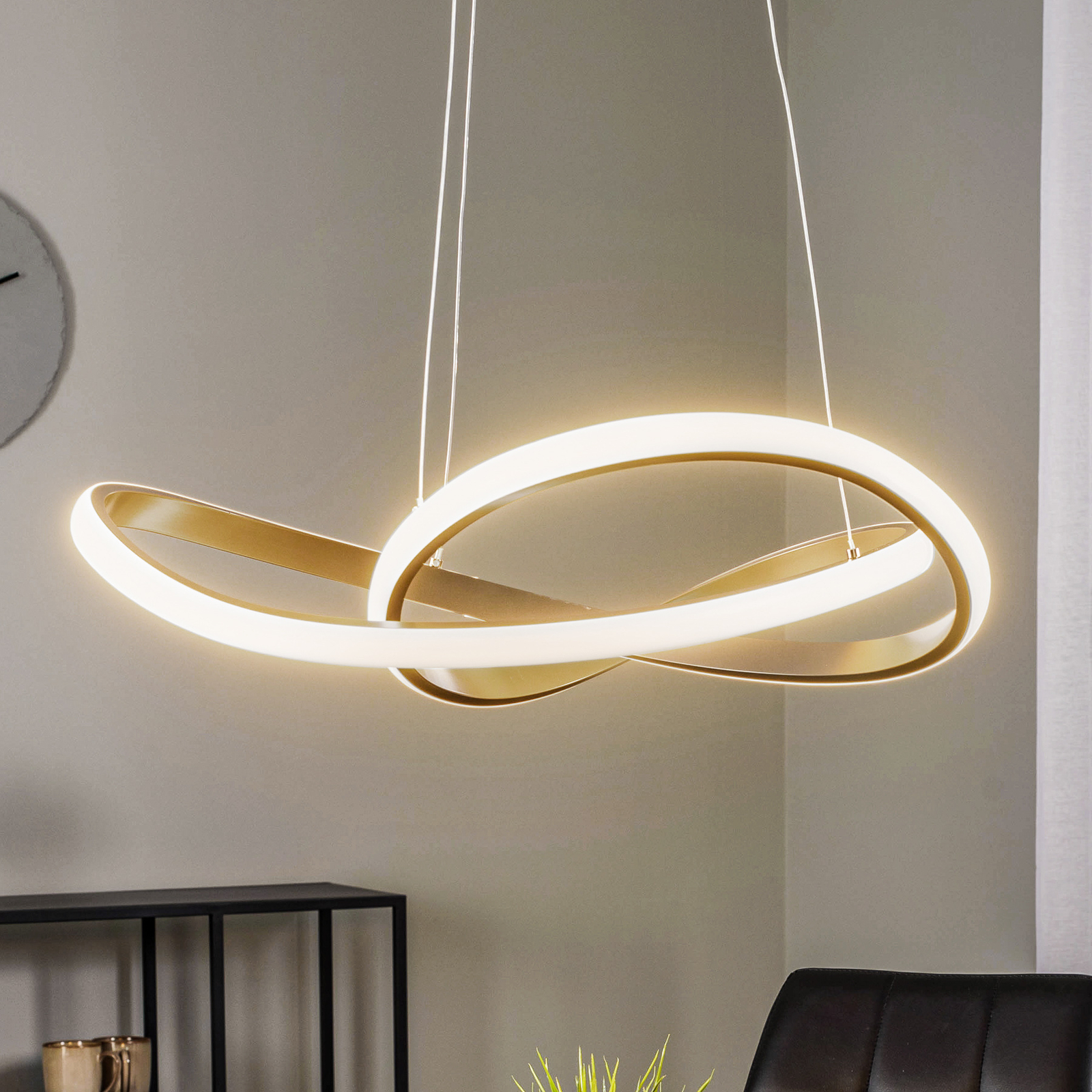 Lindby Kamia lámpara colgante LED, níquel