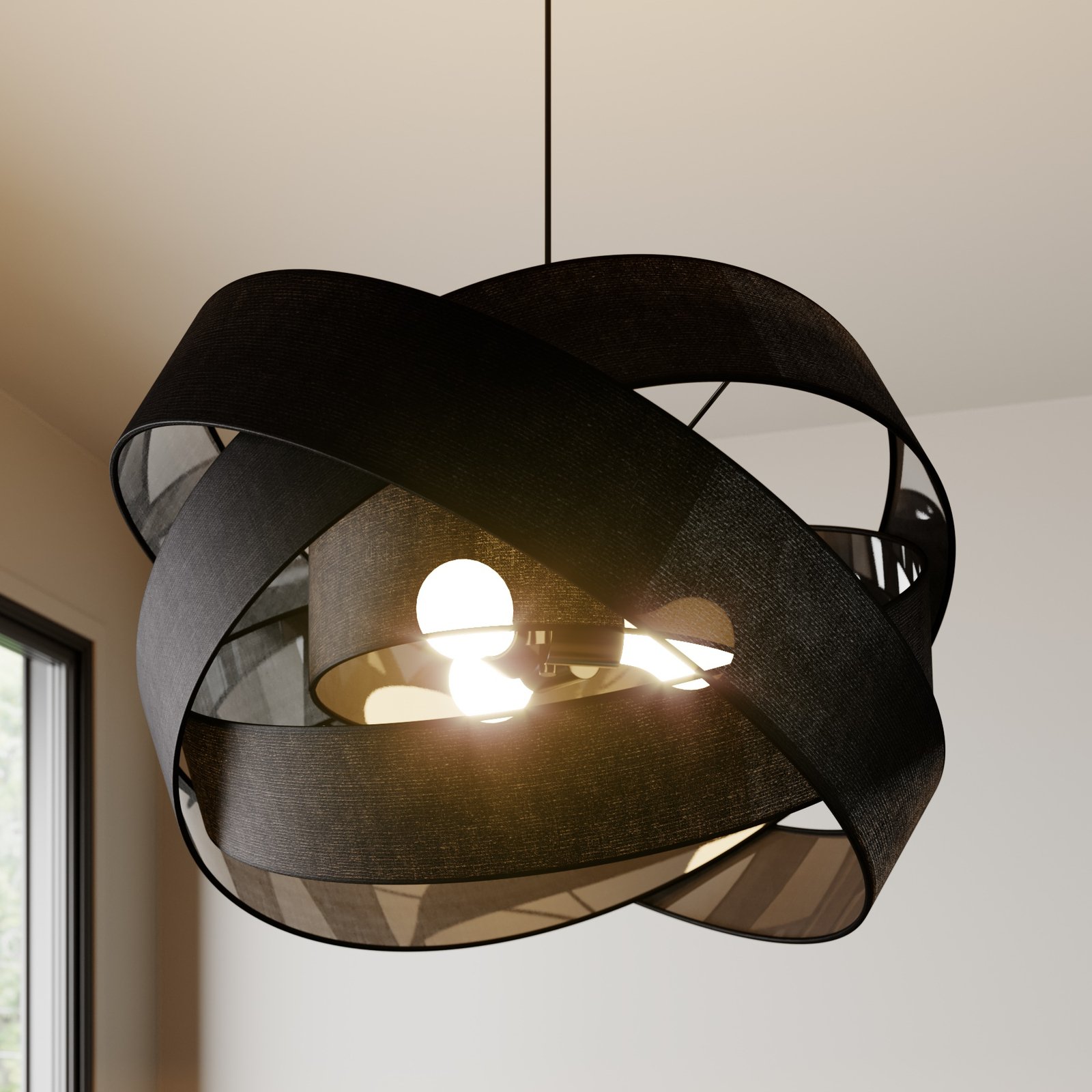 Lindby Simaria lámpara colgante textil, negro
