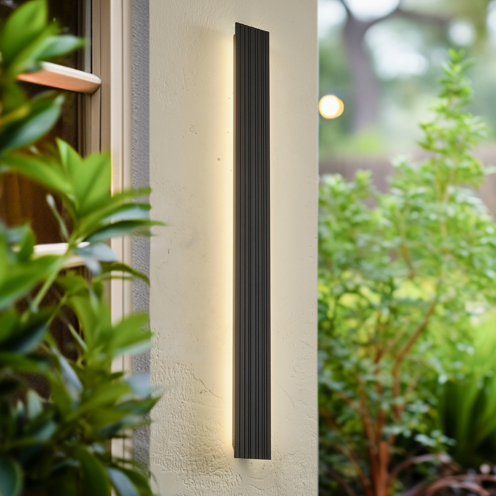 Lucande LED outdoor wall light Melira, length 100cm, anthracite