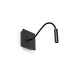 LED wall light Mood, black, wood, metal, projection 33 cm