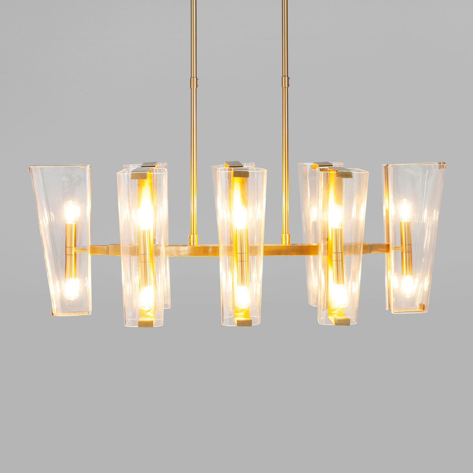 Kare KARE Freeze 16 hanging light, 16-bulb, for Living / Dining Room, polished steel, glass, E14, 4 W, energy efficiency: A++, L: 107 cm, W: 45 cm, H: 45 cm
