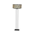 Stang álló világítás, fekete/fonott lámpaernyő, fekete/fa