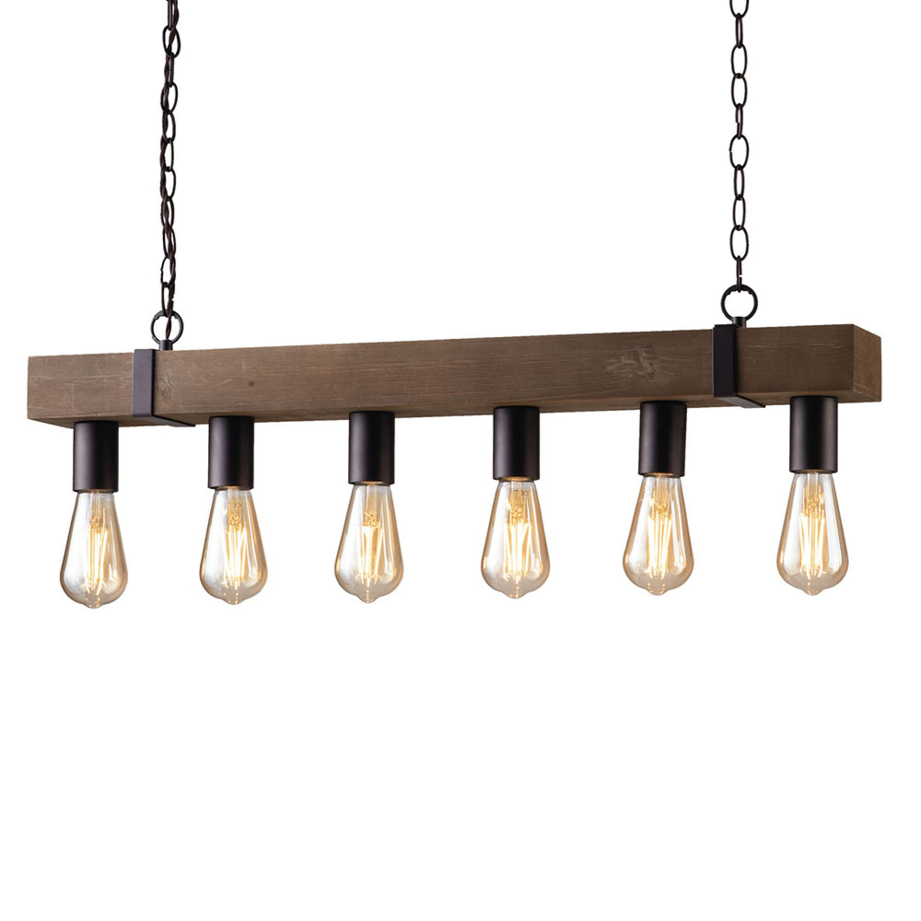 Eco-Light Texas hanging light made of antique wood, 6-bulb, for Living / Dining Room, wood, metal, E27, 40 W, energy efficiency: A++, L: 84 cm, W: 15 cm, H: 22 cm