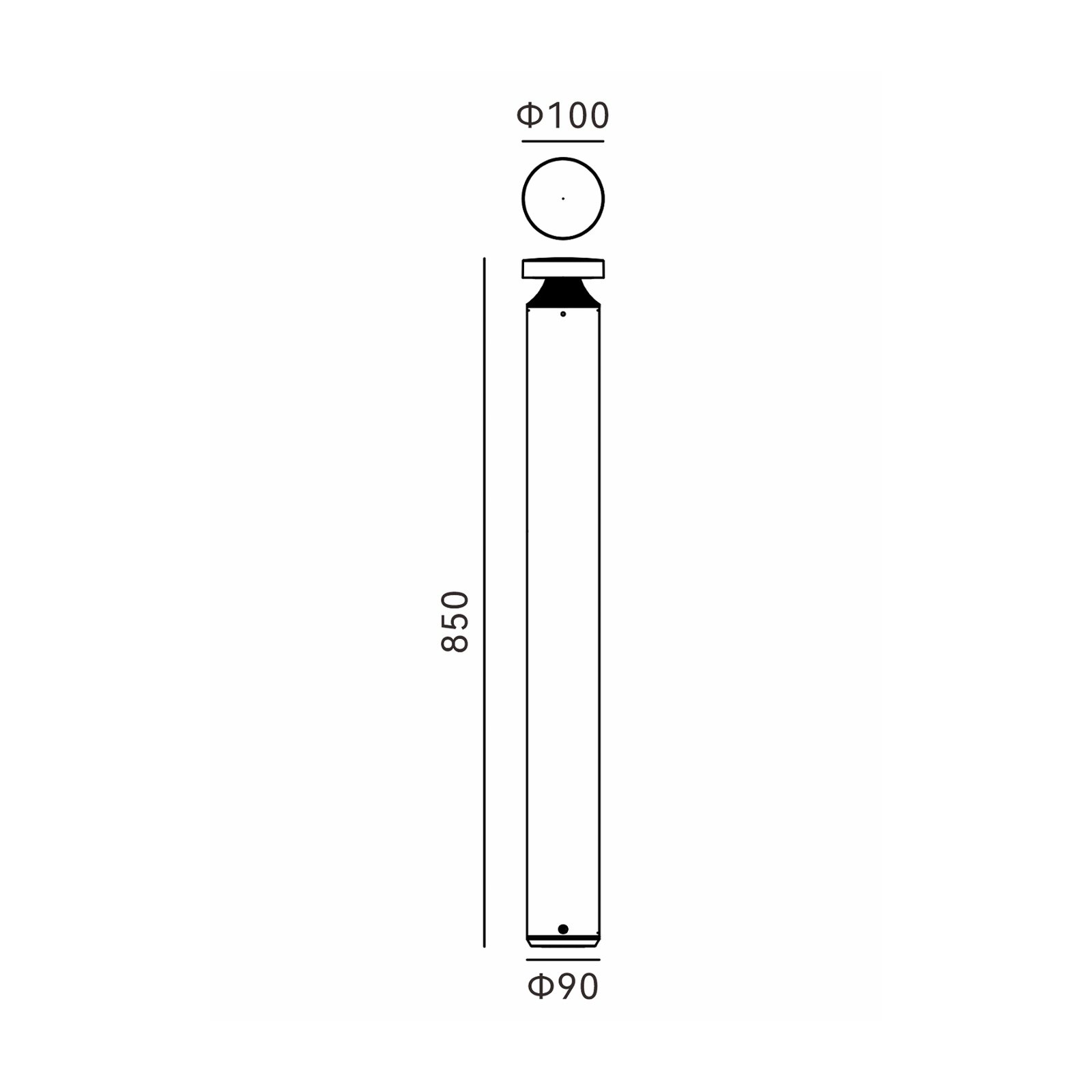 Molto Luce LED-Wegelampe Mona, Ø 10 cm, Alu, Höhe 85 cm