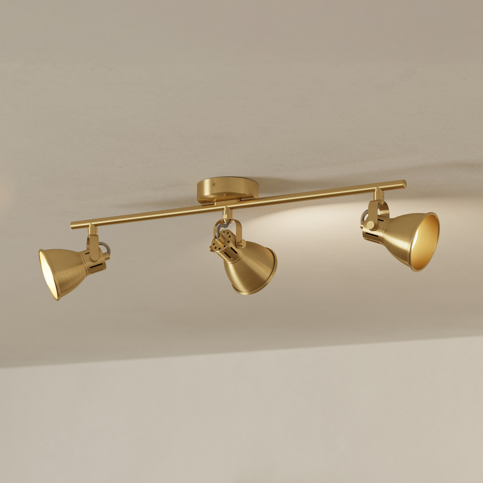 Прожектор за таван Seras, матиран месинг-злато, 3-пламък