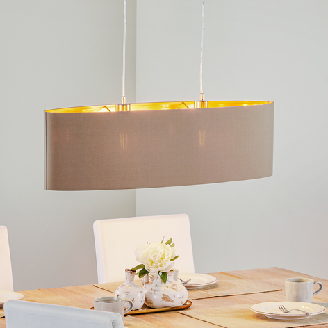 Maserlo hængelampe, oval, taupe, guld
