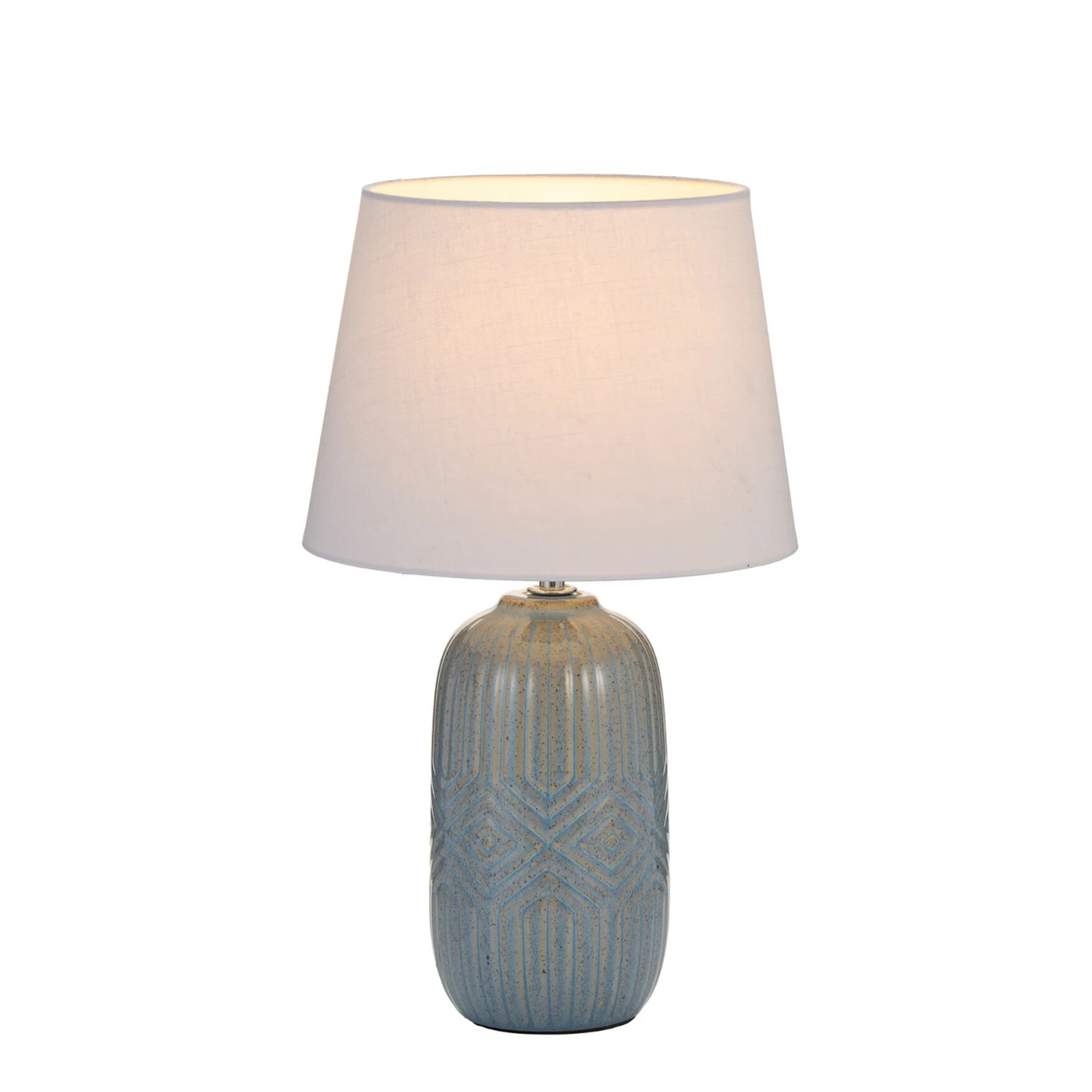 Stolna lampa Pauleen Glowing Hug, bijela/sivo-plava