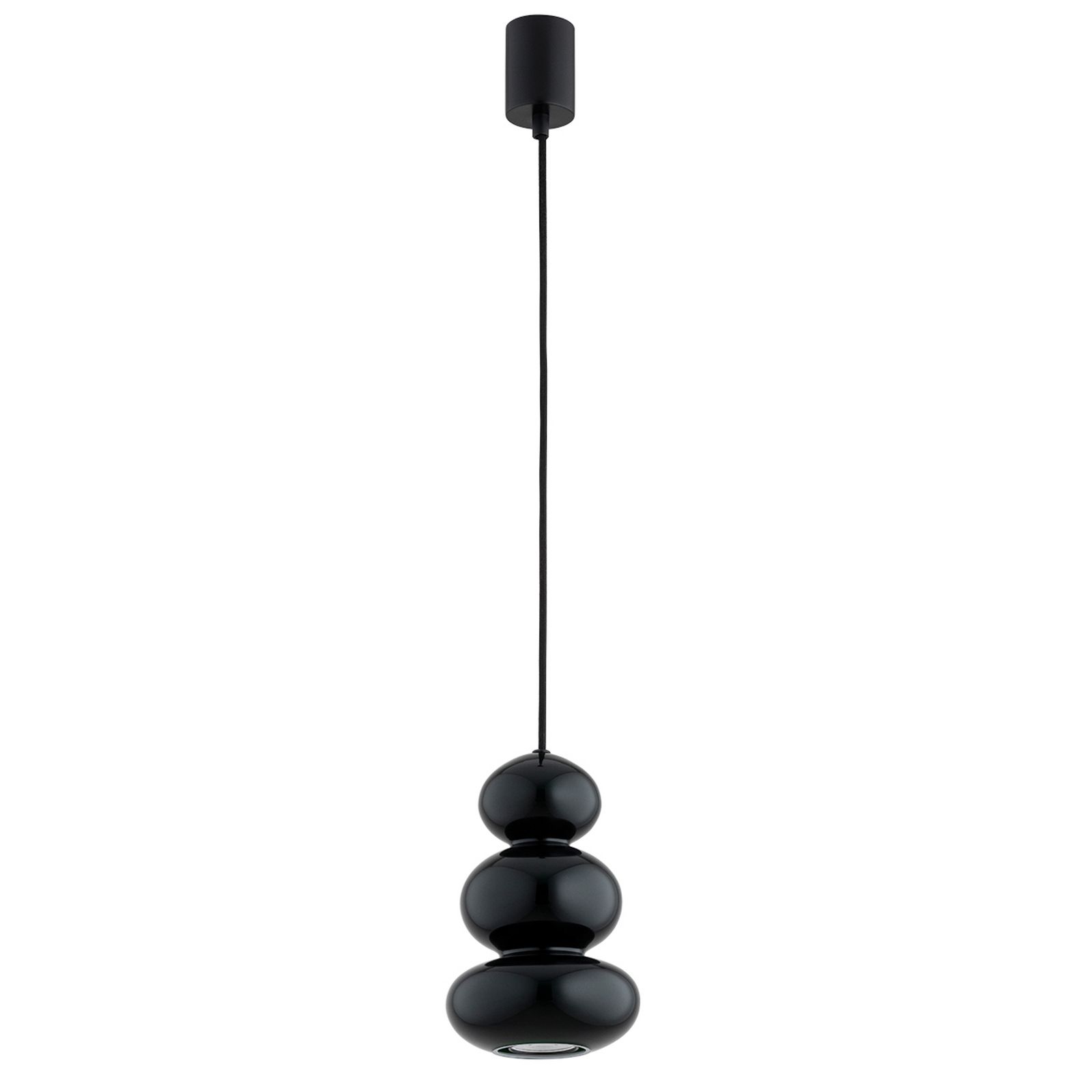 Lampada a sospensione Oman, nero lucido, vetro, Ø 14 cm