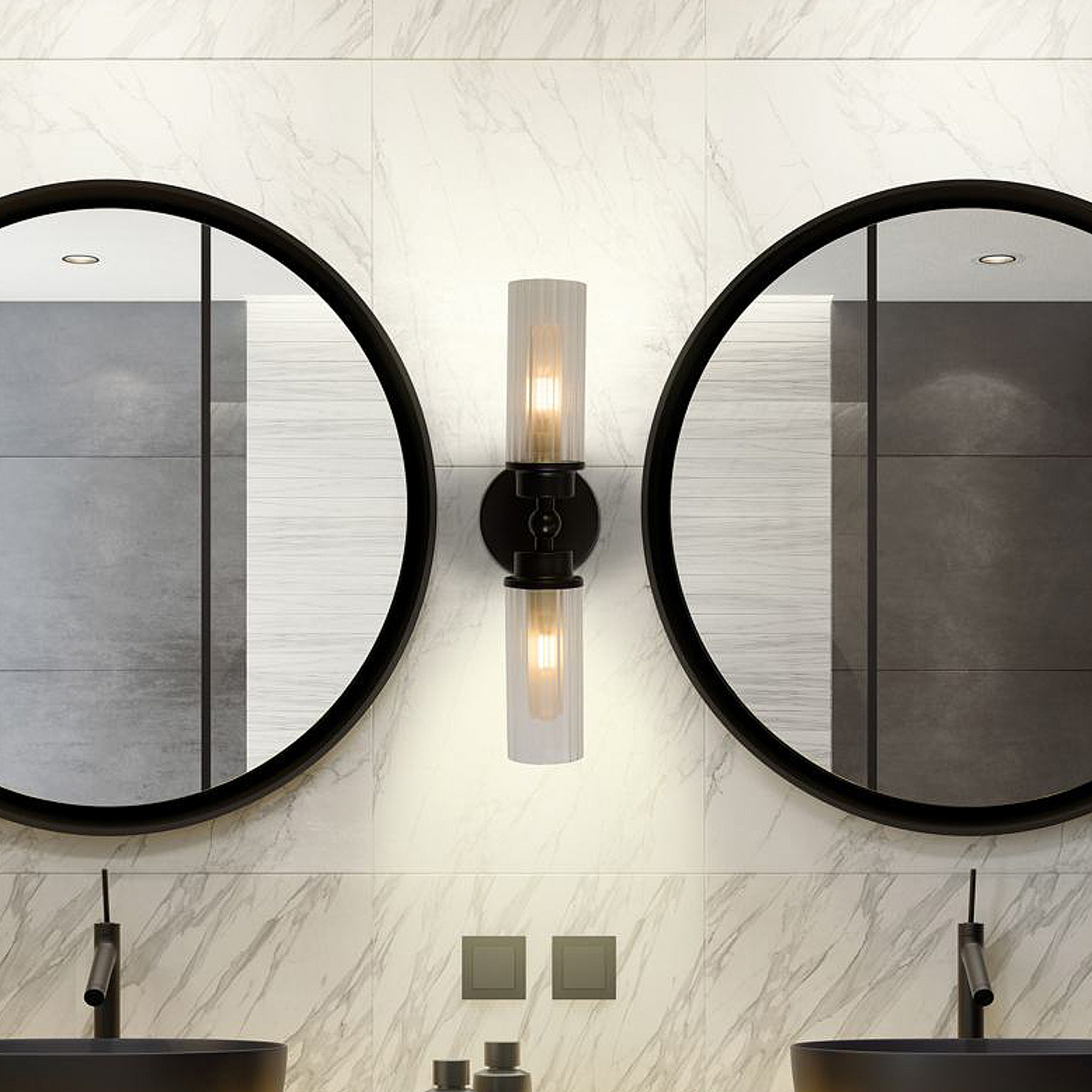 Wandleuchte Imperial, 2-flammig, Stahl, Glas, IP44