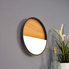 Vista LED sienas lampas, gaišs koks/melns, Ø 30 cm