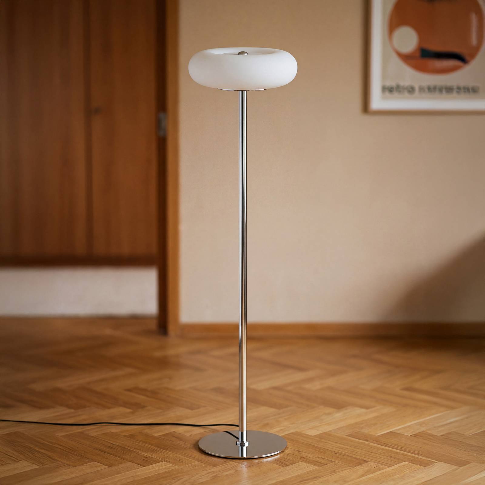 Lampa stojąca LED OSRAM Decor Lunea, biała/chromowana, 146 cm, regulacja CCT