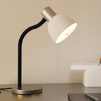 Lampada da tavolo Macere, nichel/bianco