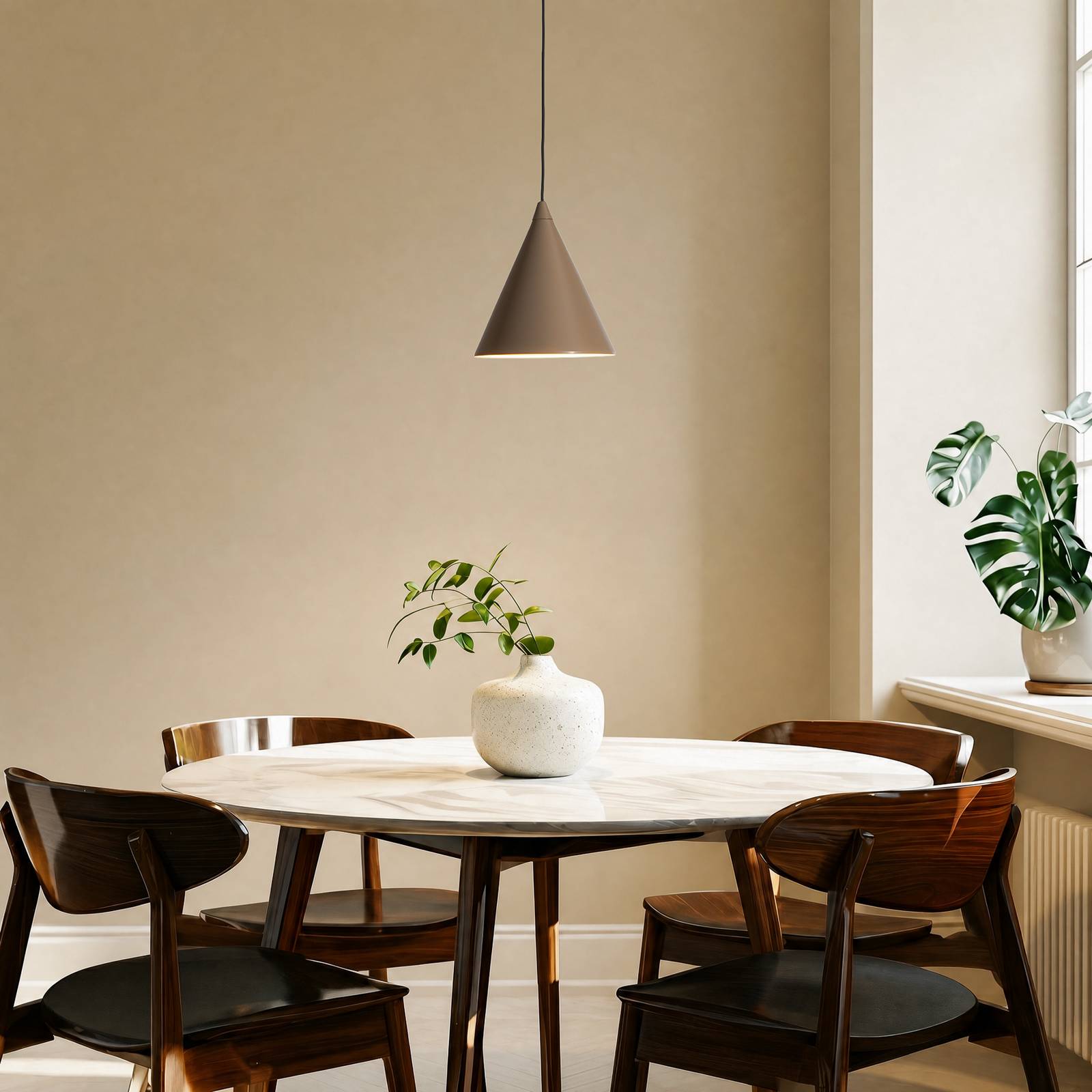 ALDEX Hanglamp Form, beige, metaal, Ø 24 cm, kegelvormig, E27