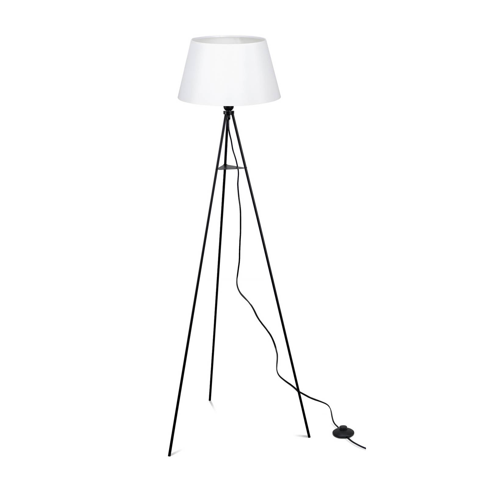 ELC Elsika Tripod-Stehleuchte, Stoffschirm, weiß günstig online kaufen