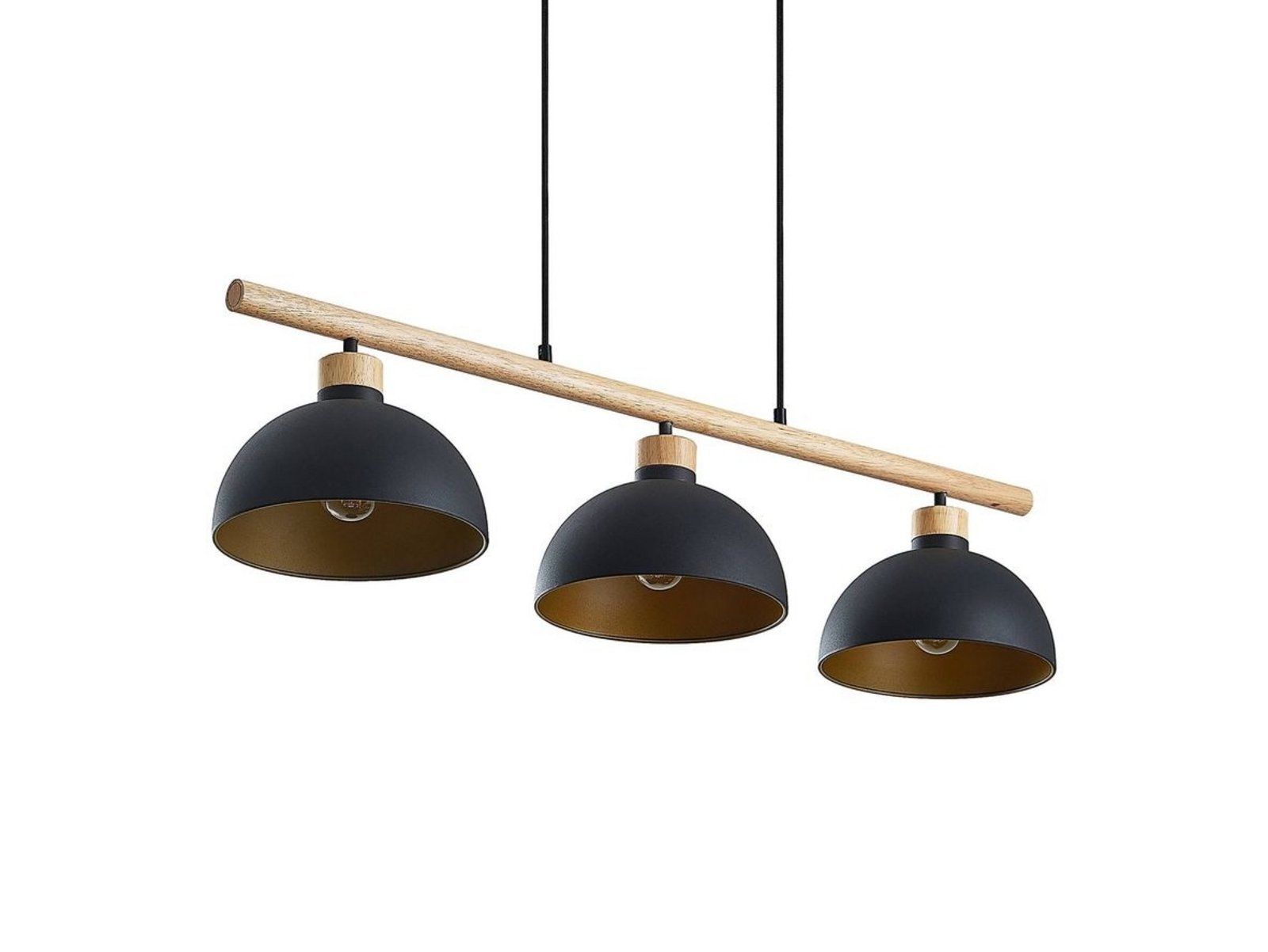 Tirzana 3 Taklampa Black/Light Wood - Lindby