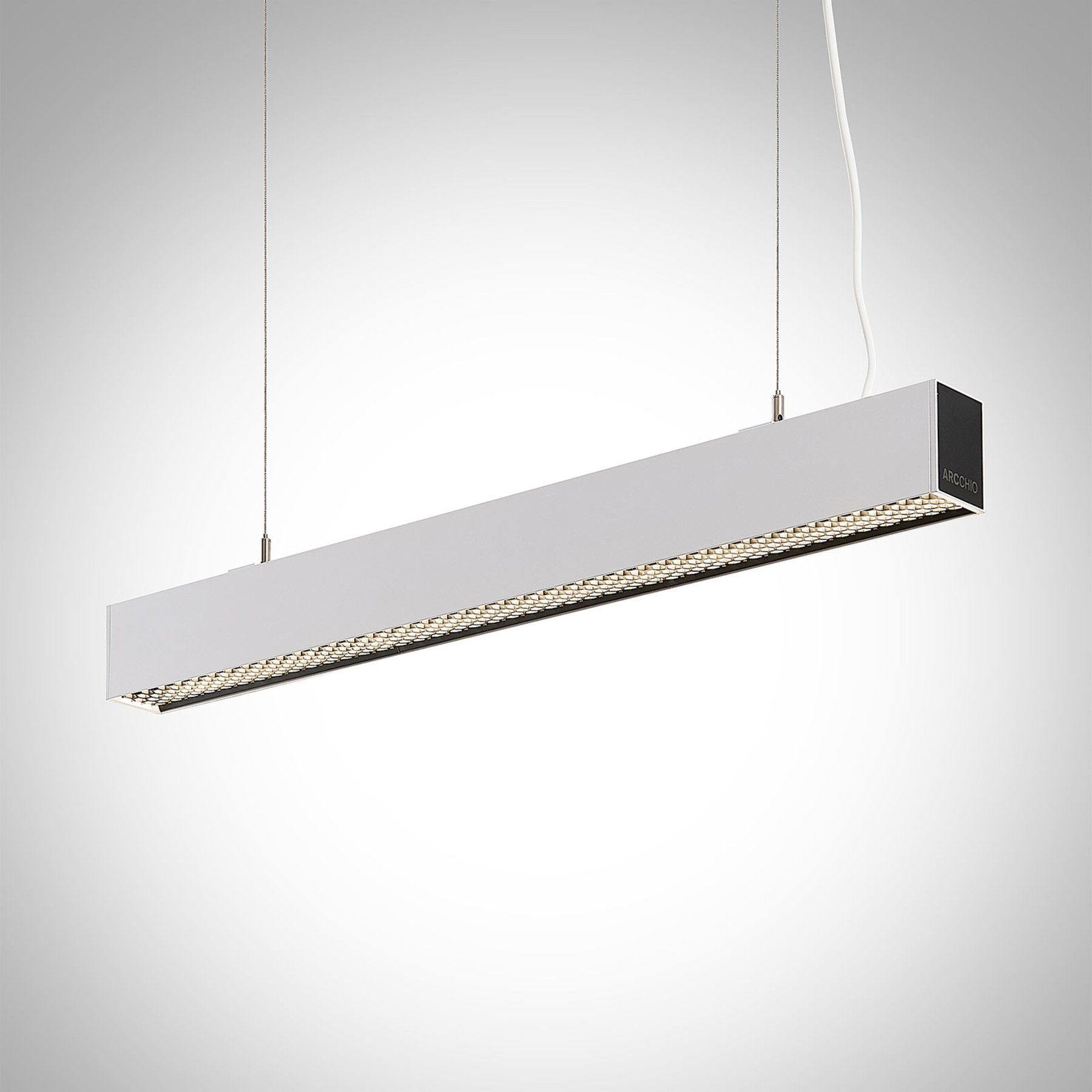 Arcchio Thores LED office hanging lamp 85 cm white, for Workroom / Office, aluminium, polycarbonate, 20 W, energy efficiency: A+, L: 85.2 cm, W: 6.2 cm, H: 8.2 cm