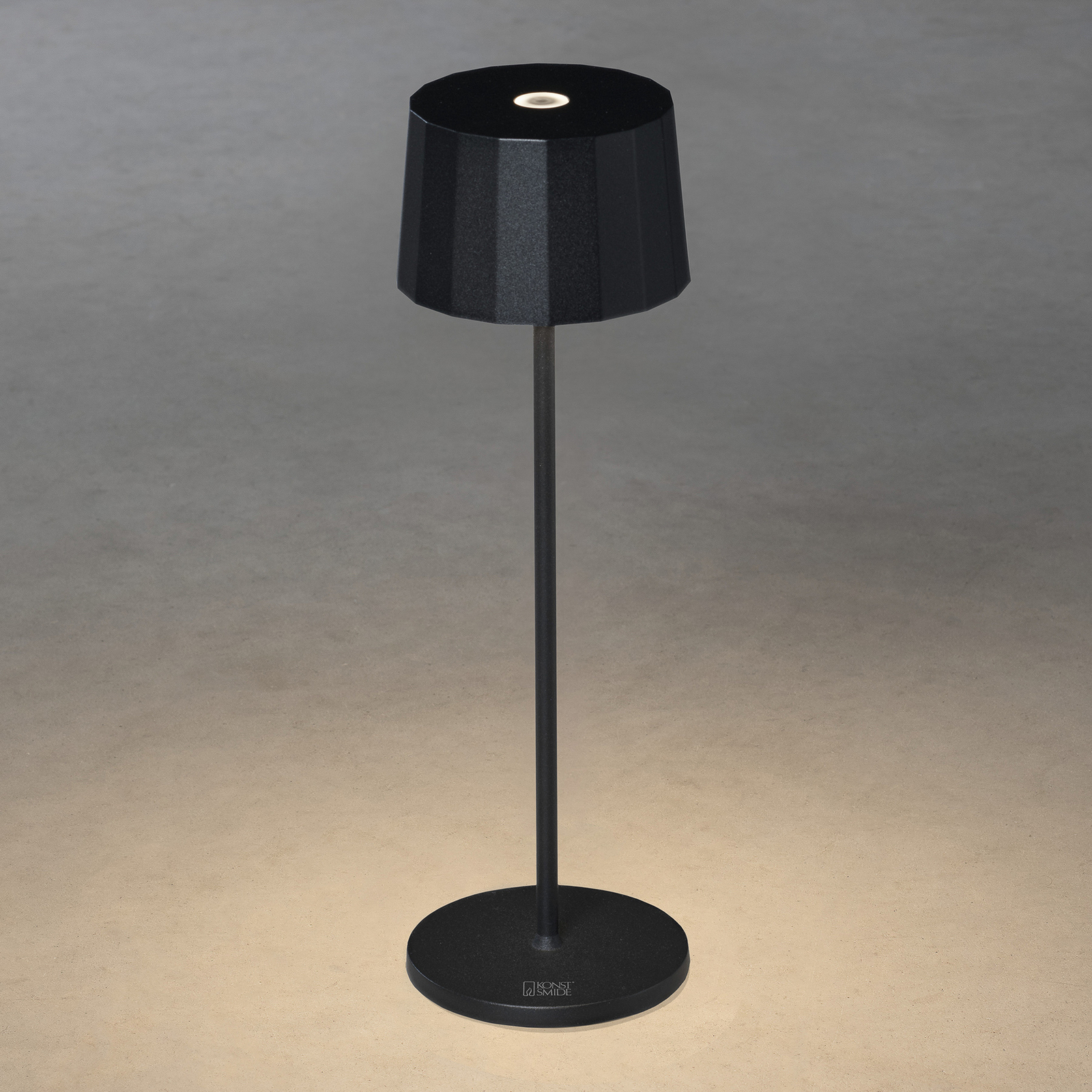 Stolná LED lampa Positano do exteriéru, čierna