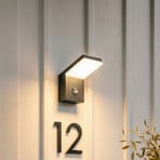 Arcchio LED outdoor wall light Yolena, sensor, anthracite, aluminium