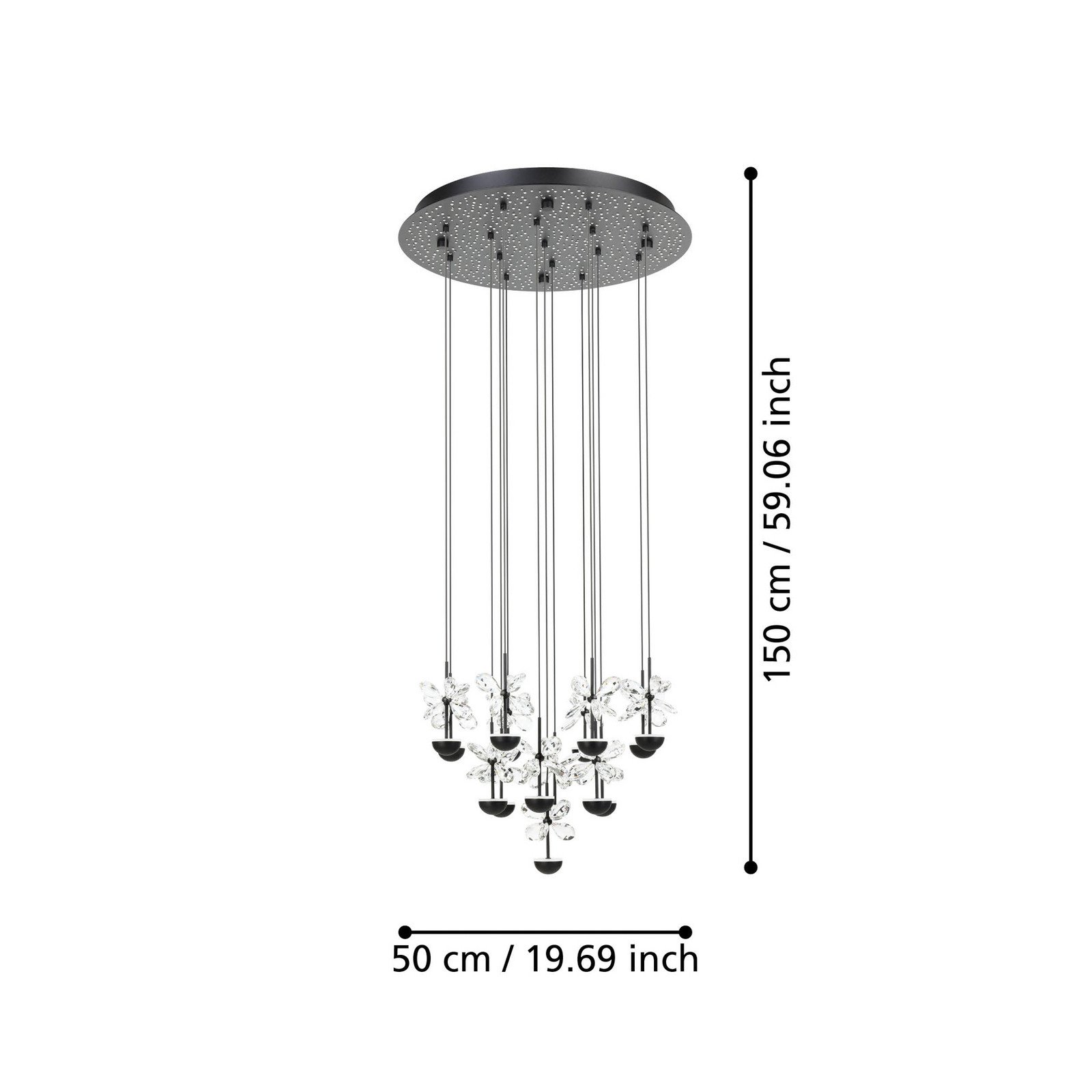 EGLO Stars Of Light Lampă suspendată LED Pianopoli negru Ø 50 cm - Camera de zi / sufragerie - Design - negru transparent - Metal