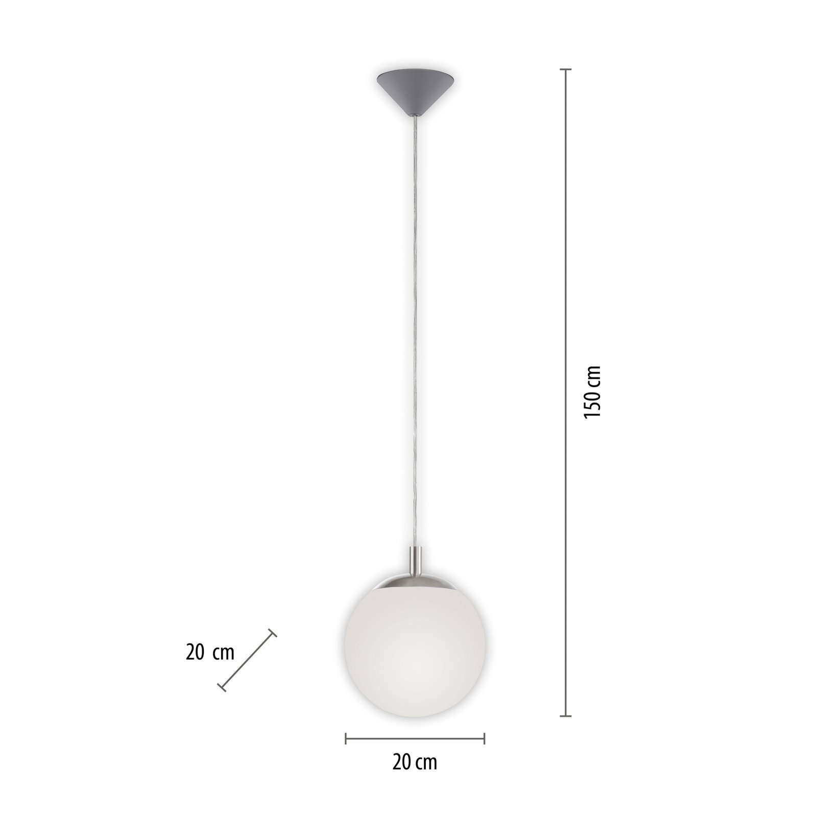 Lampa wisząca Paul Neuhaus Bolo, szklany klosz, Ø 20 cm