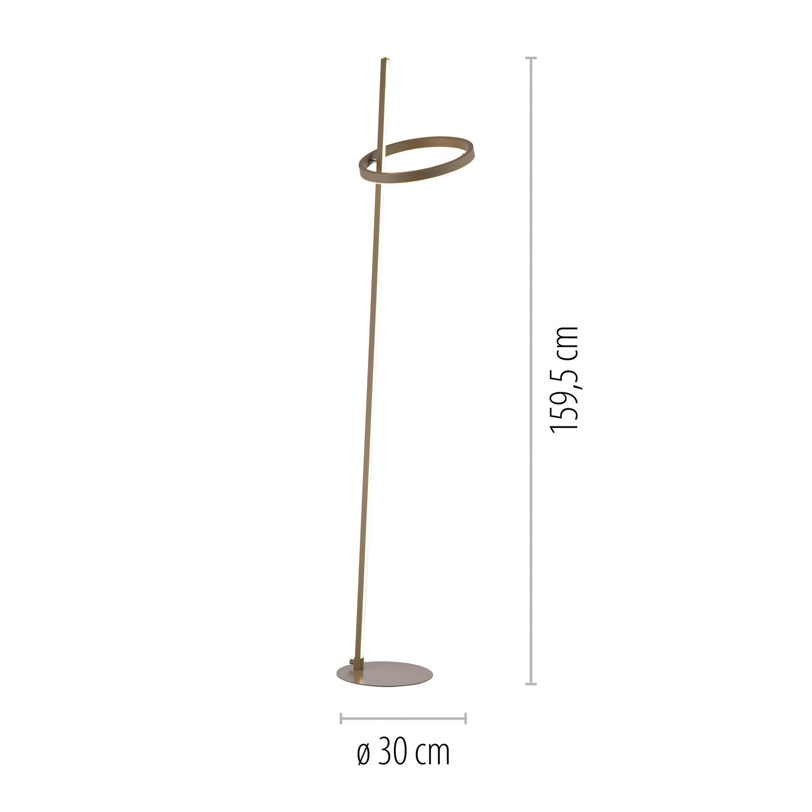 JUST LIGHT. LED vloerlamp Ritus zand, ijzer, dimmer, 3.000 K
