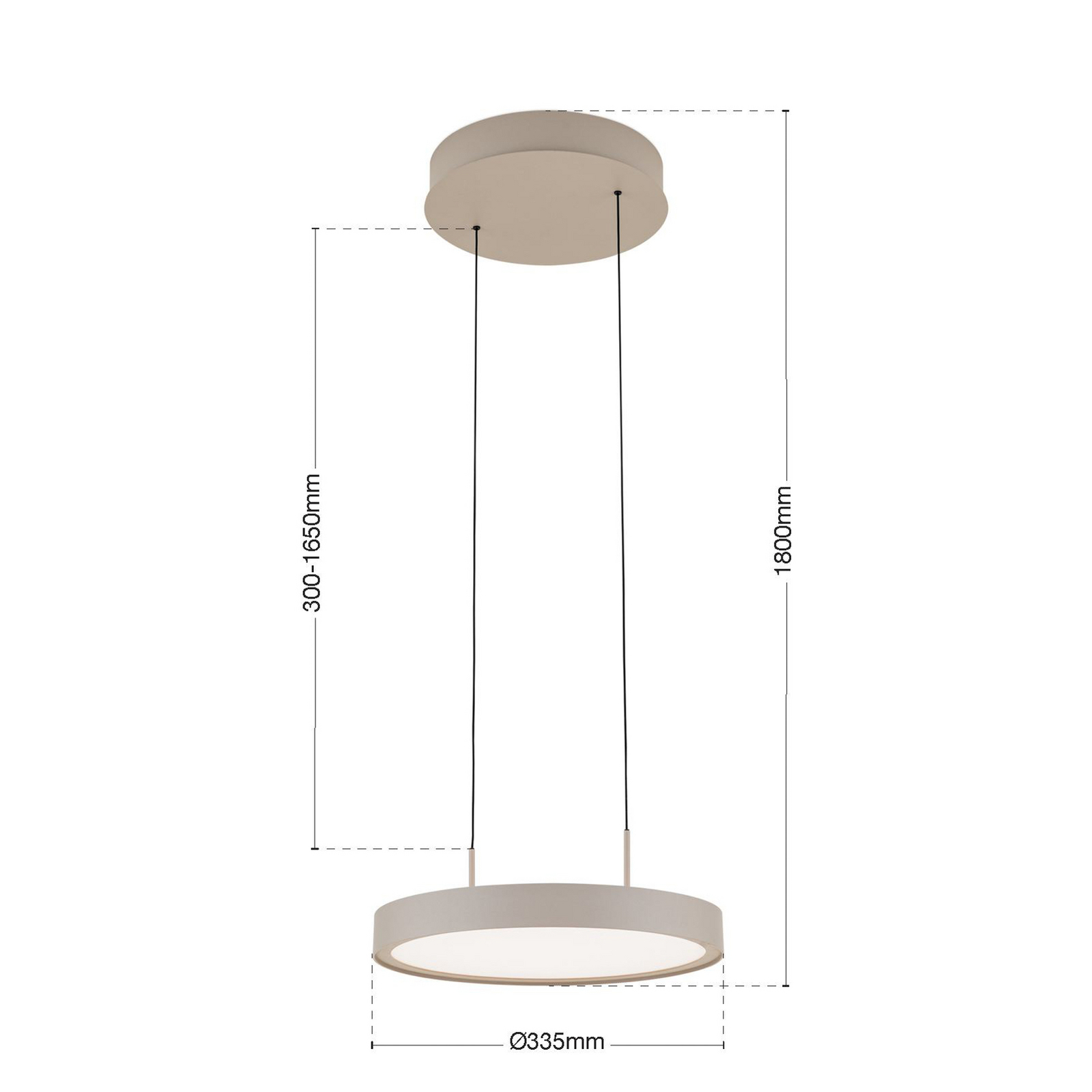 LED hanglamp Teide, kaki, 1-lamp, metaal, 2.700 K
