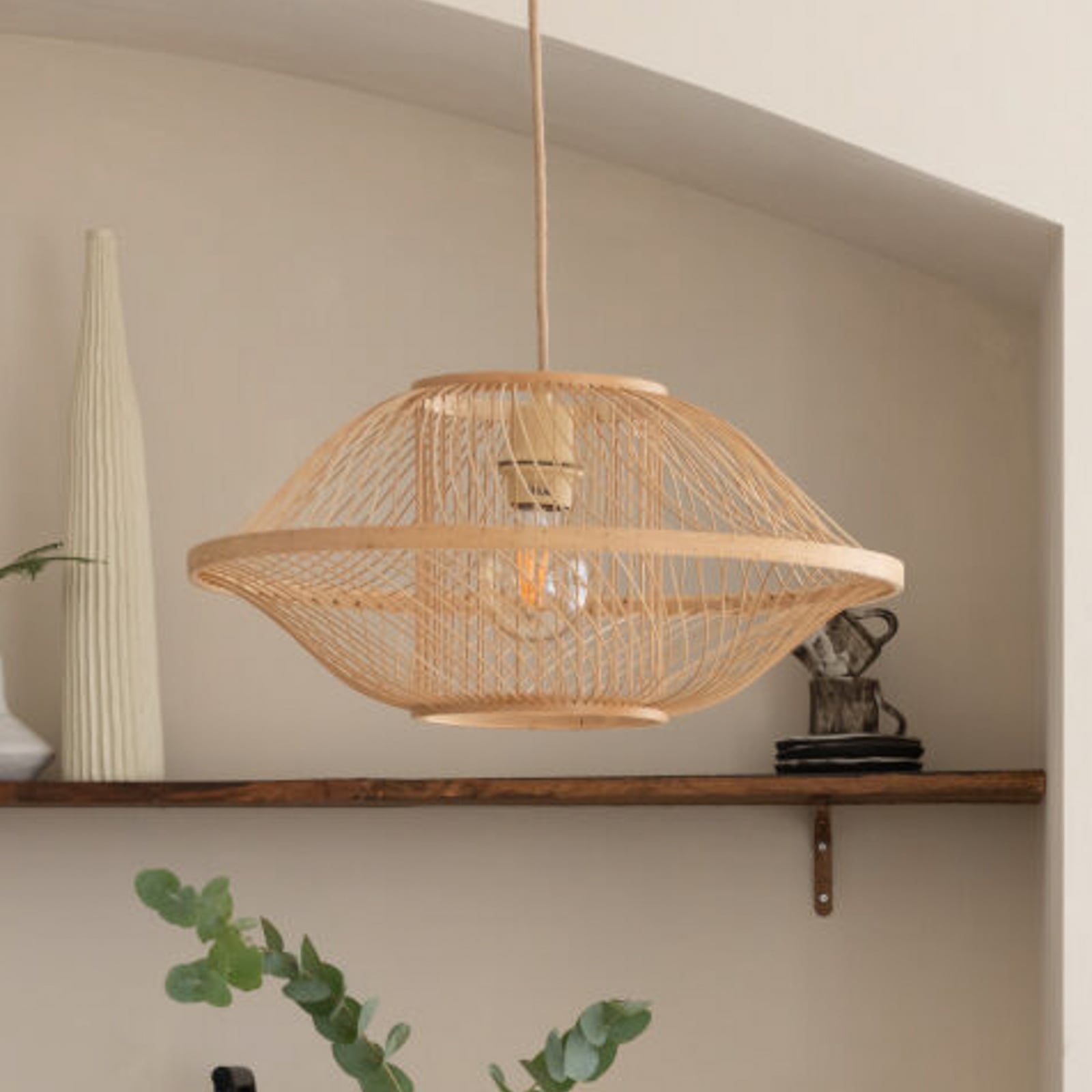 GOOD & MOJO Suspension Maui, naturel, Ø 50 cm, bambou, E27