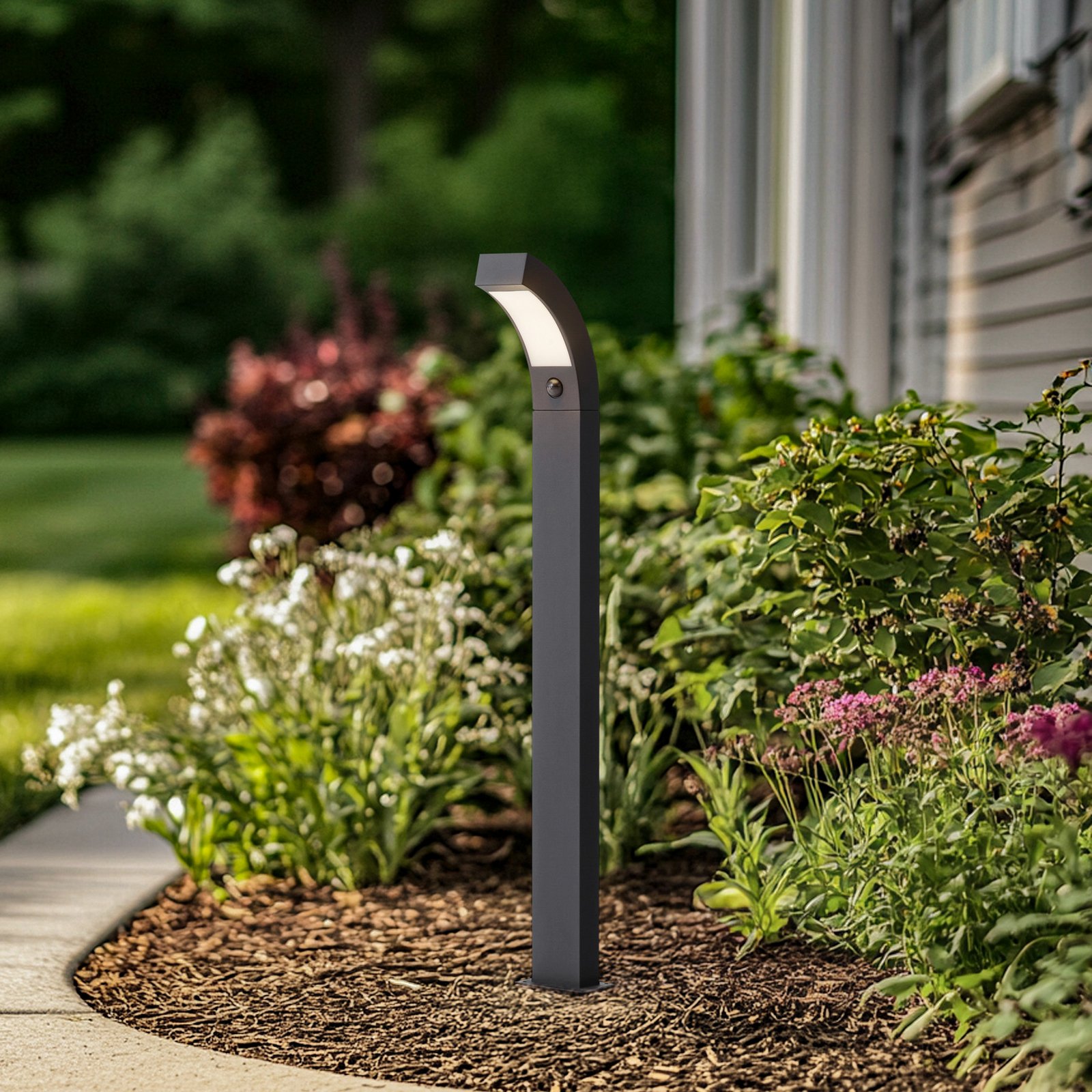 Lucande Borne lumineuse LED Lennik, capteur, 100 cm, anthracite