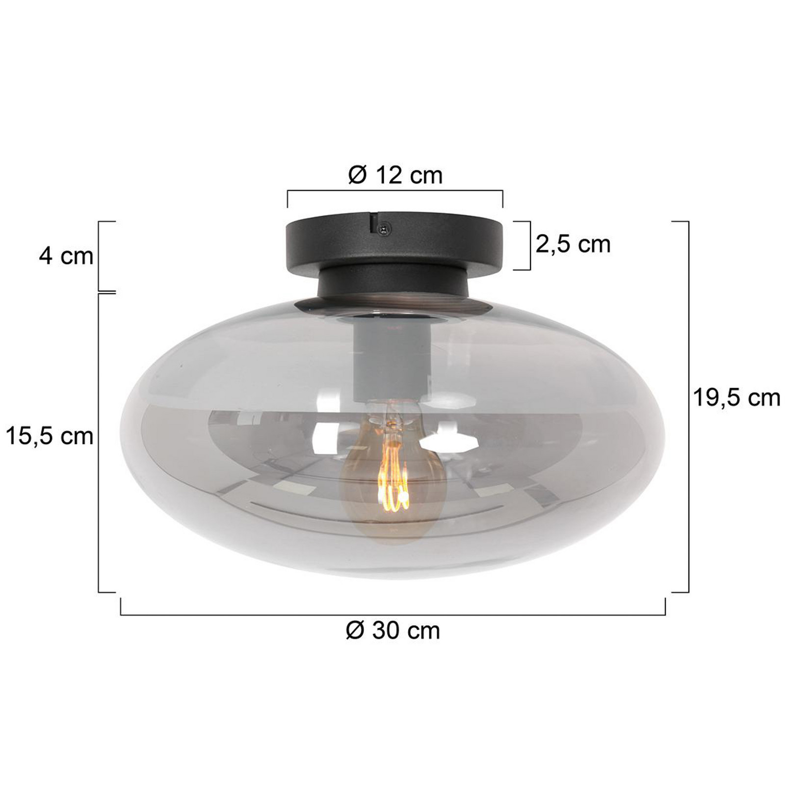 Steinhauer Plafonieră Reflexion Ø 30 cm sticlă negru/gri fumuriu - Camera de zi / sufragerie - gri fum negru