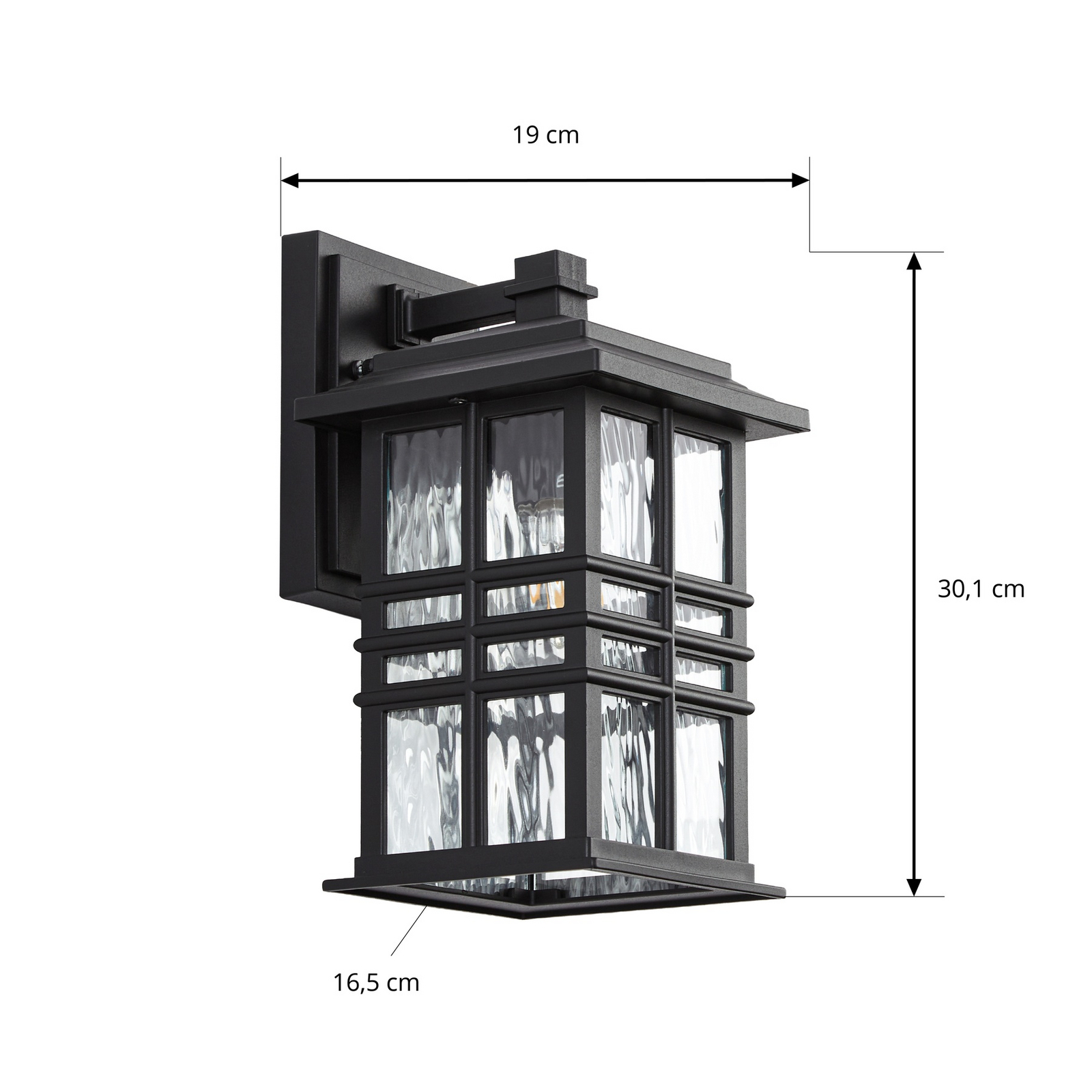 Lindby Außenwandleuchte Eliosa, schwarz, 30 cm, E27, Laterne
