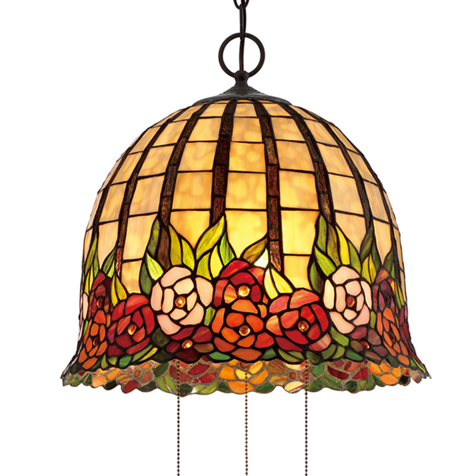 Kvetinová Tiffany závesná lampa Rosecliffe